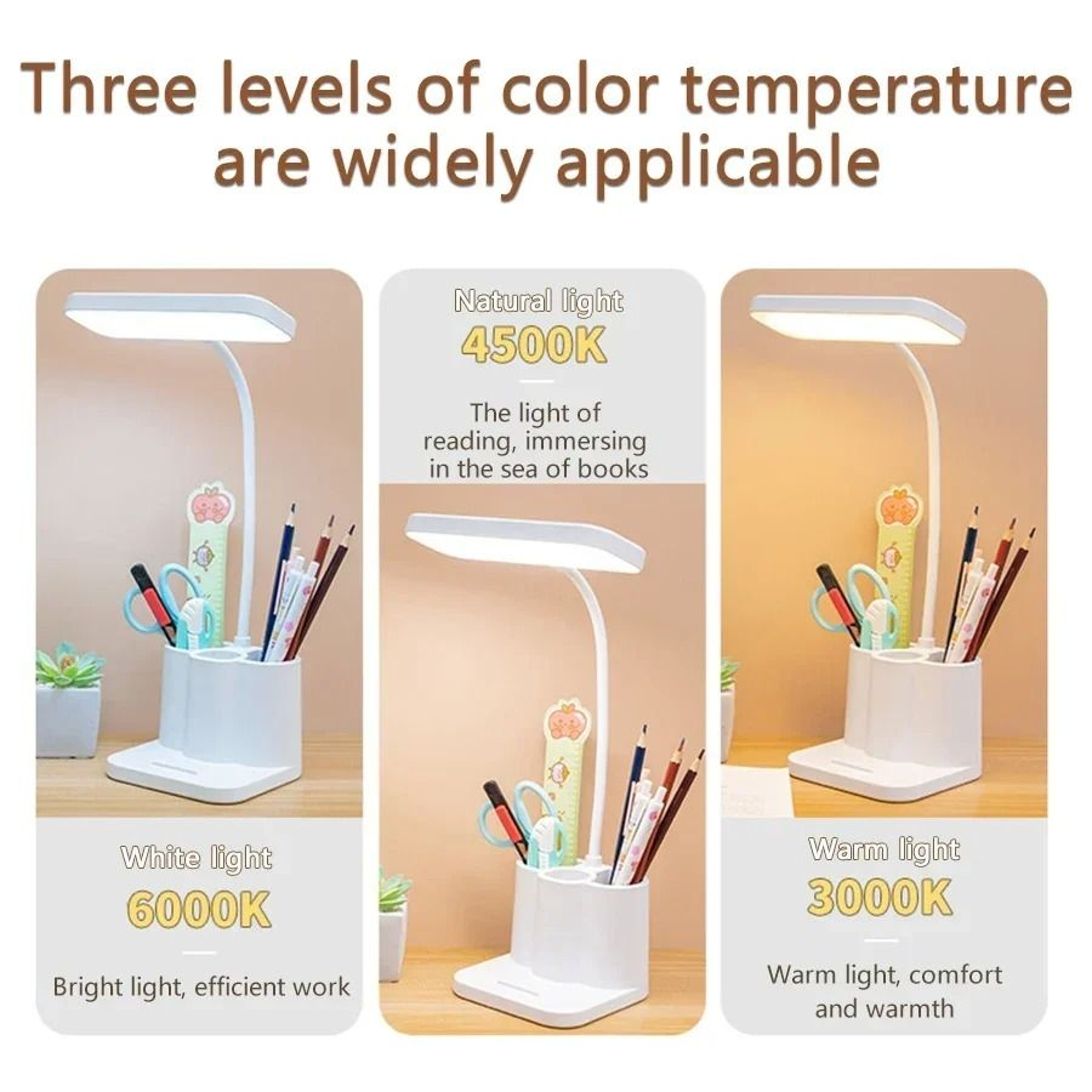 Rechargeable Eye Protection LED Desk Lamp Long Life Battery Stepless Dimming Touch Bedside Study Li 1