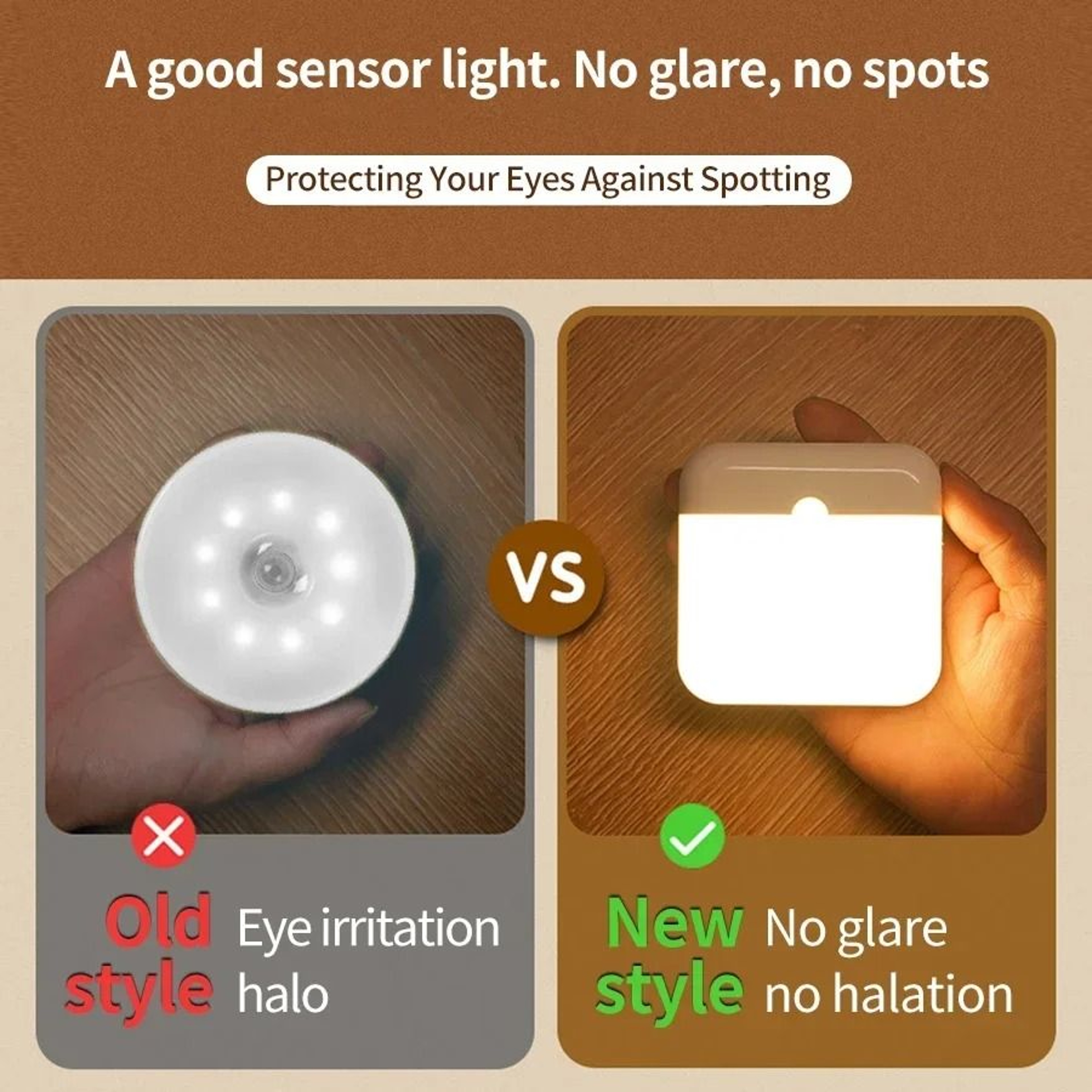 Motion Sensor LED Night Light Square Lamp USB Type C Charging Cordless Stair Hallway Wardrobe Puck  3