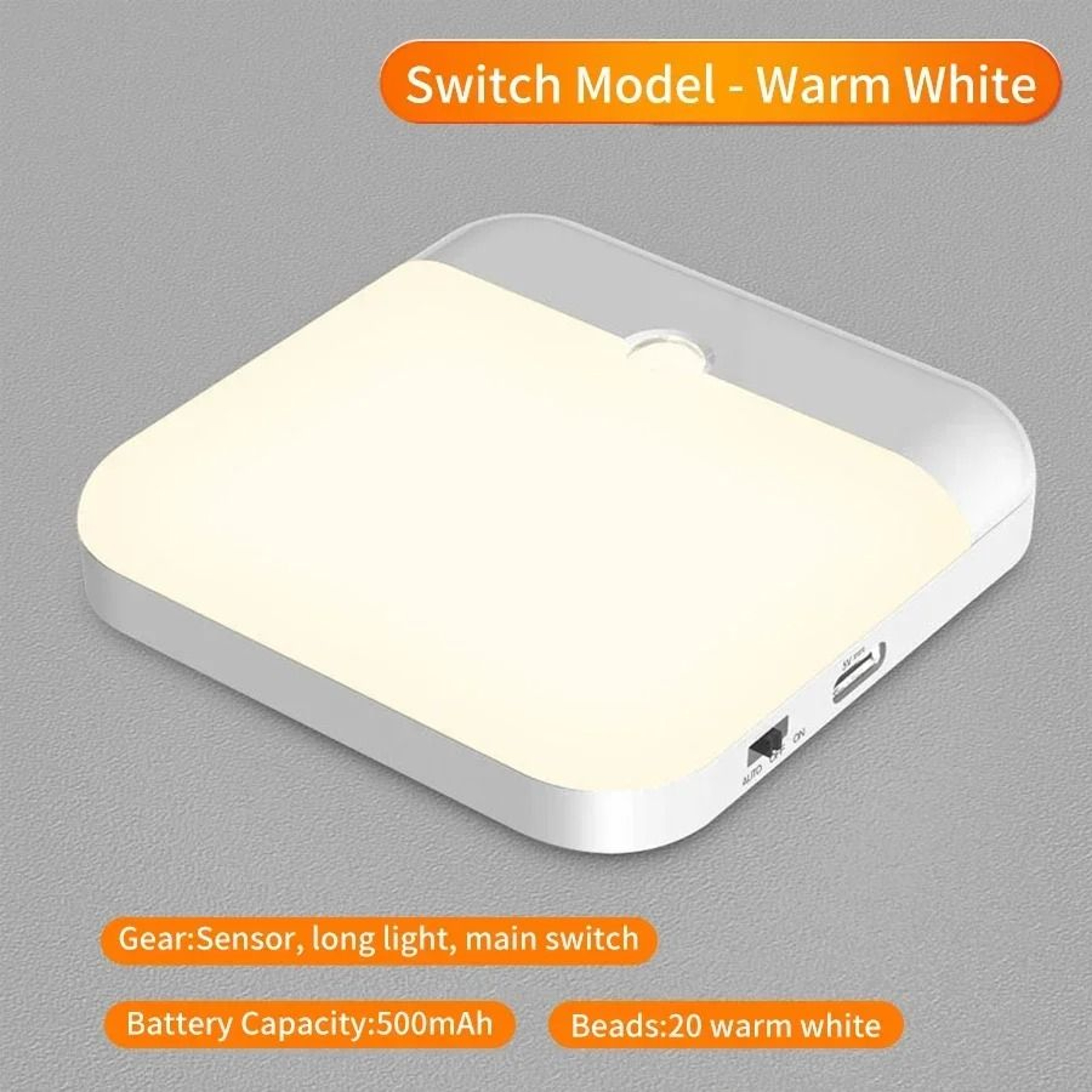 Motion Sensor LED Night Light Square Lamp USB Type C Charging Cordless Stair Hallway Wardrobe Puck  7