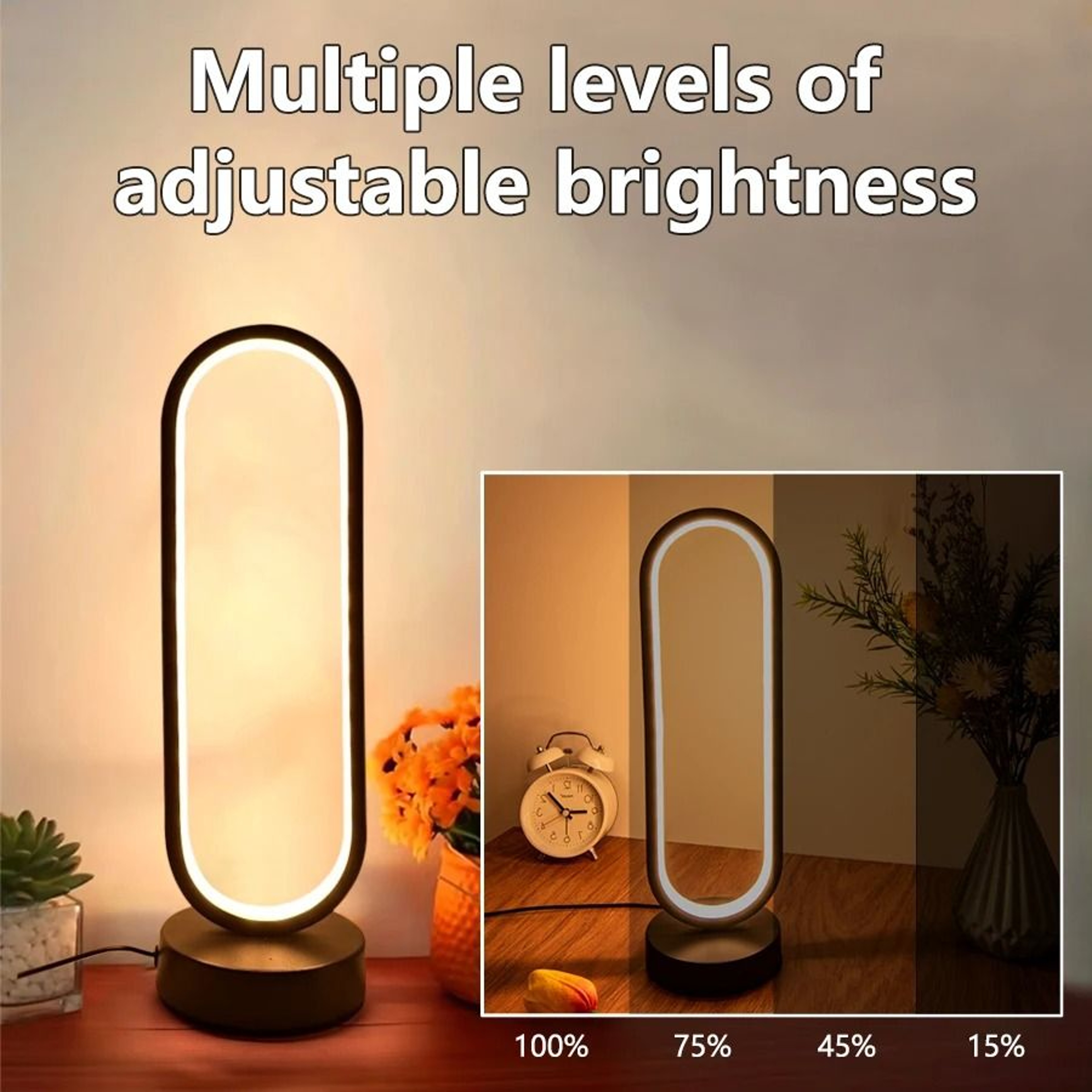 Circular Ring LED Night Lamp Three Color Dimmable Ambient Table Light Bedside Desk Nightstand Lumin 2