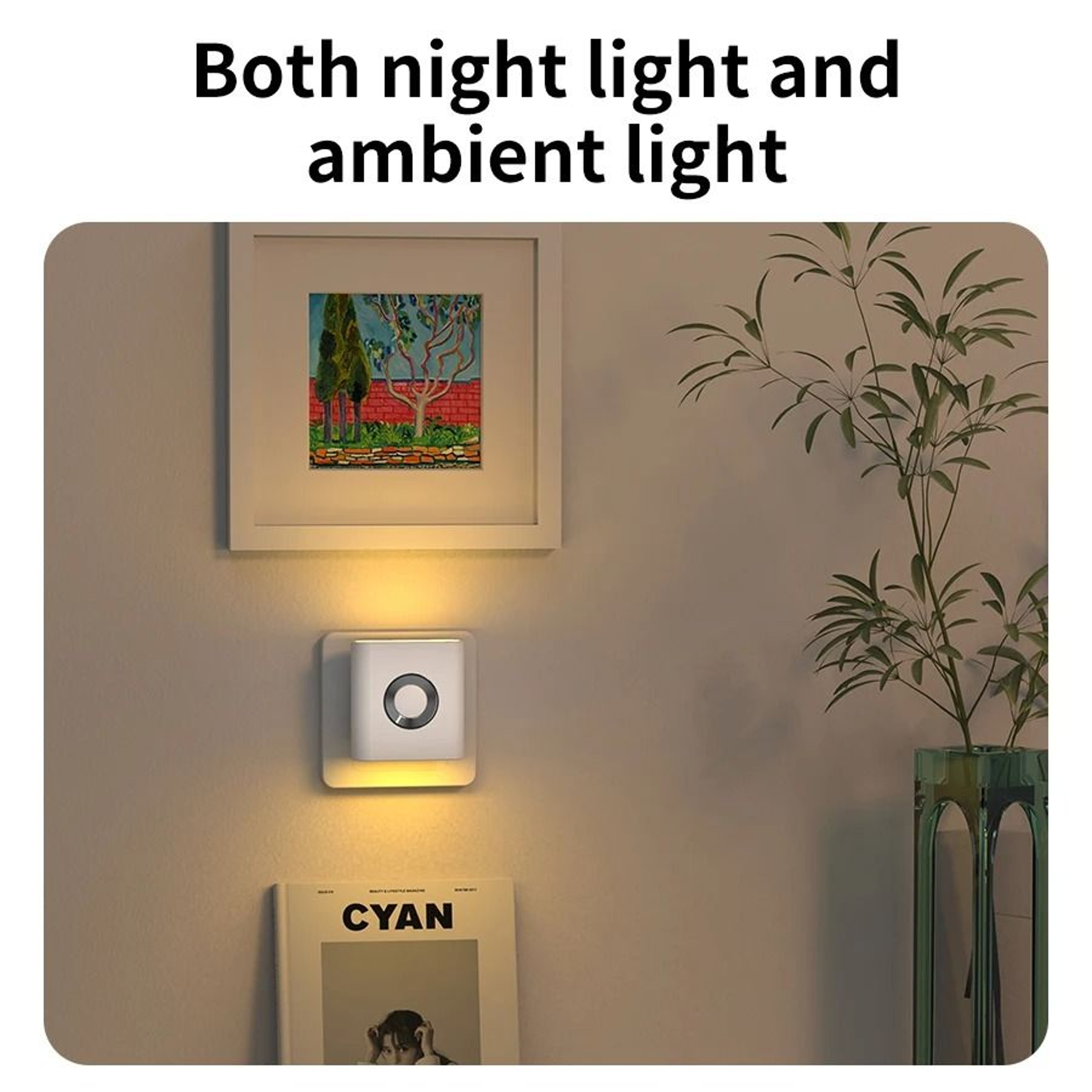 Plug In LED Night Light With Integrated Outlet Motion Sensor Warm White Ambient Wall Lamp For Bedro 2
