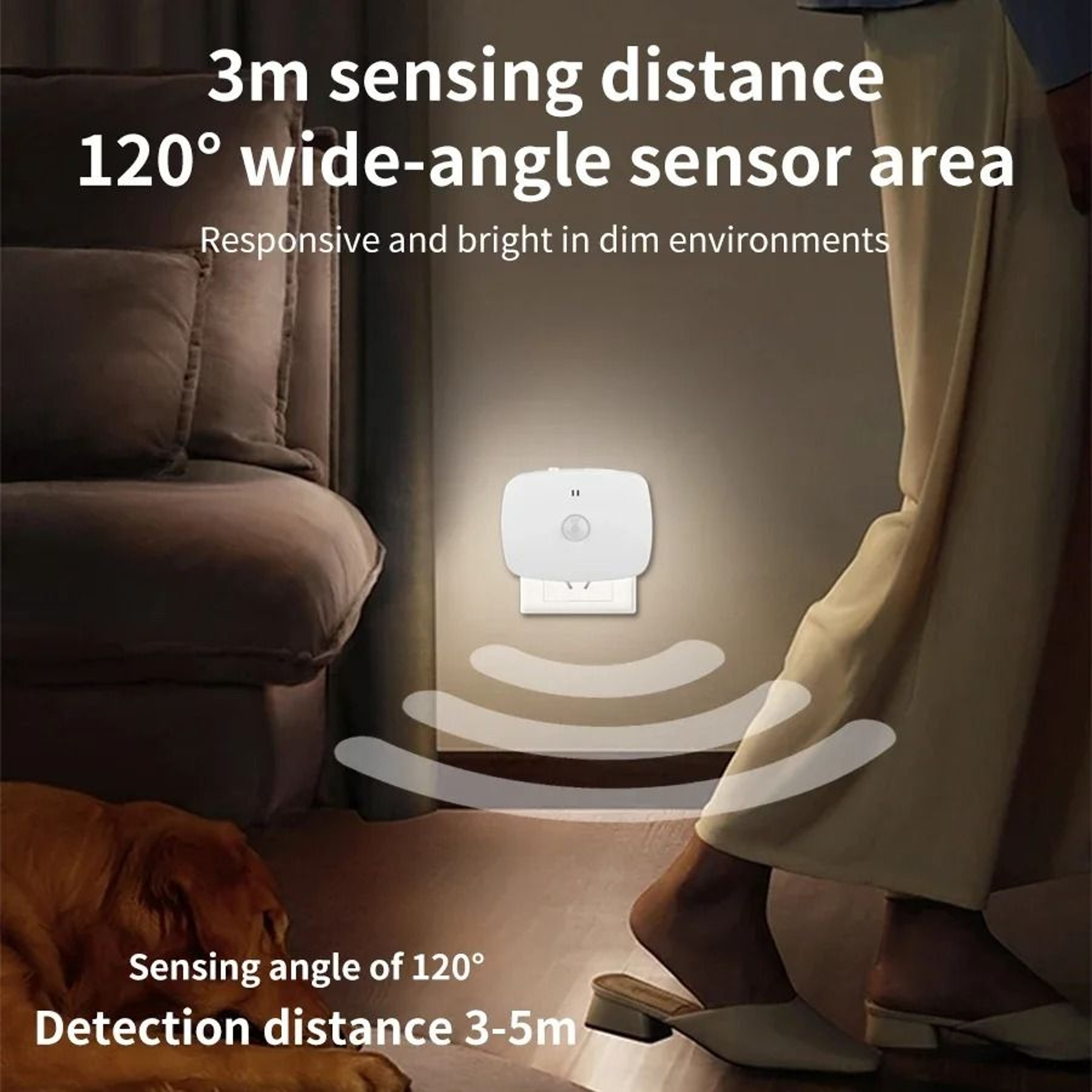 AC 110220V Motion Sensor LED Night Light 3 Color Dimmable Plug In Smart Infrared Eye Care Wall Lamp 3