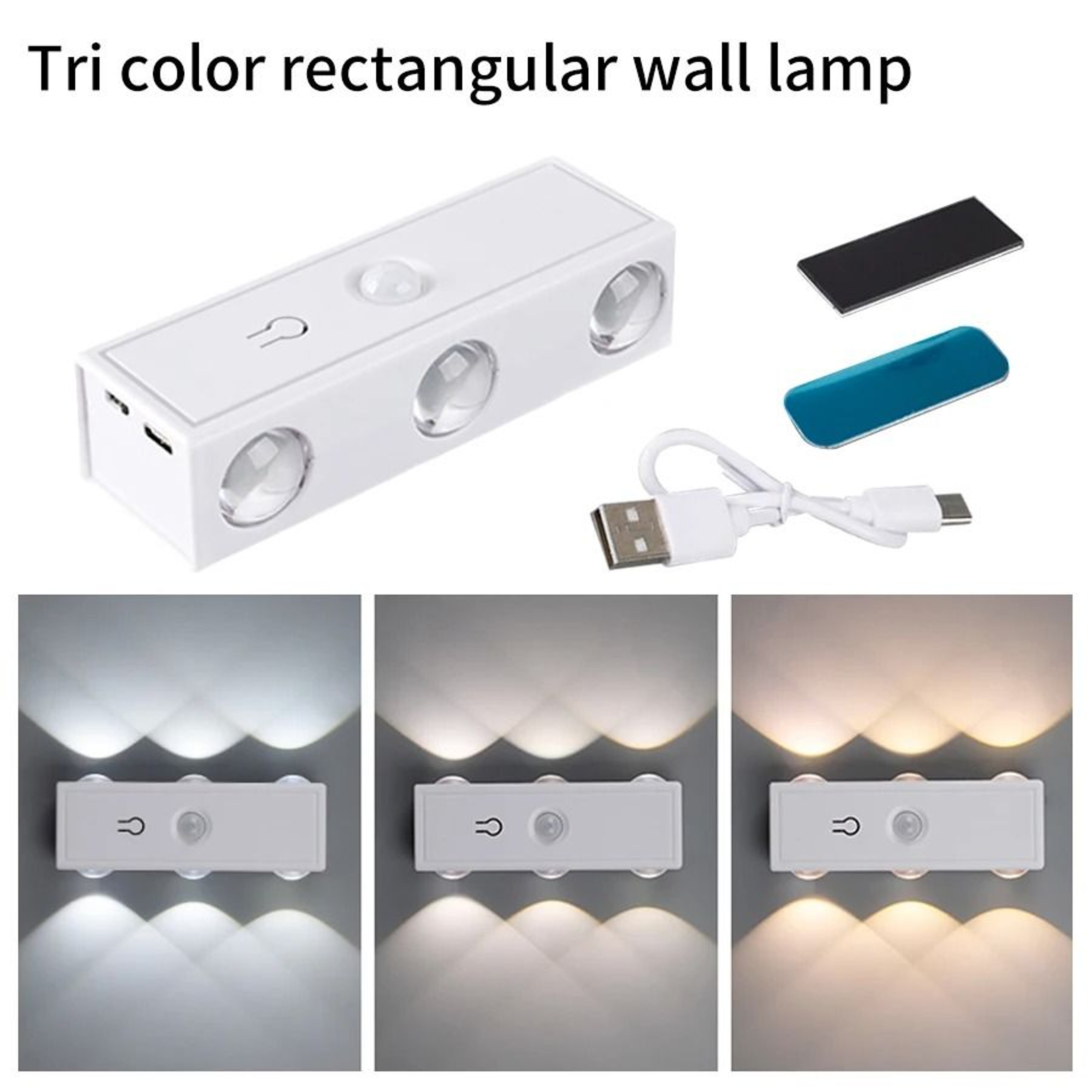Motion Sensor LED Wall Light 3 Colors RGB Touch Dimming Magnetic Bedside Stair Night Lamp USB Recha 8