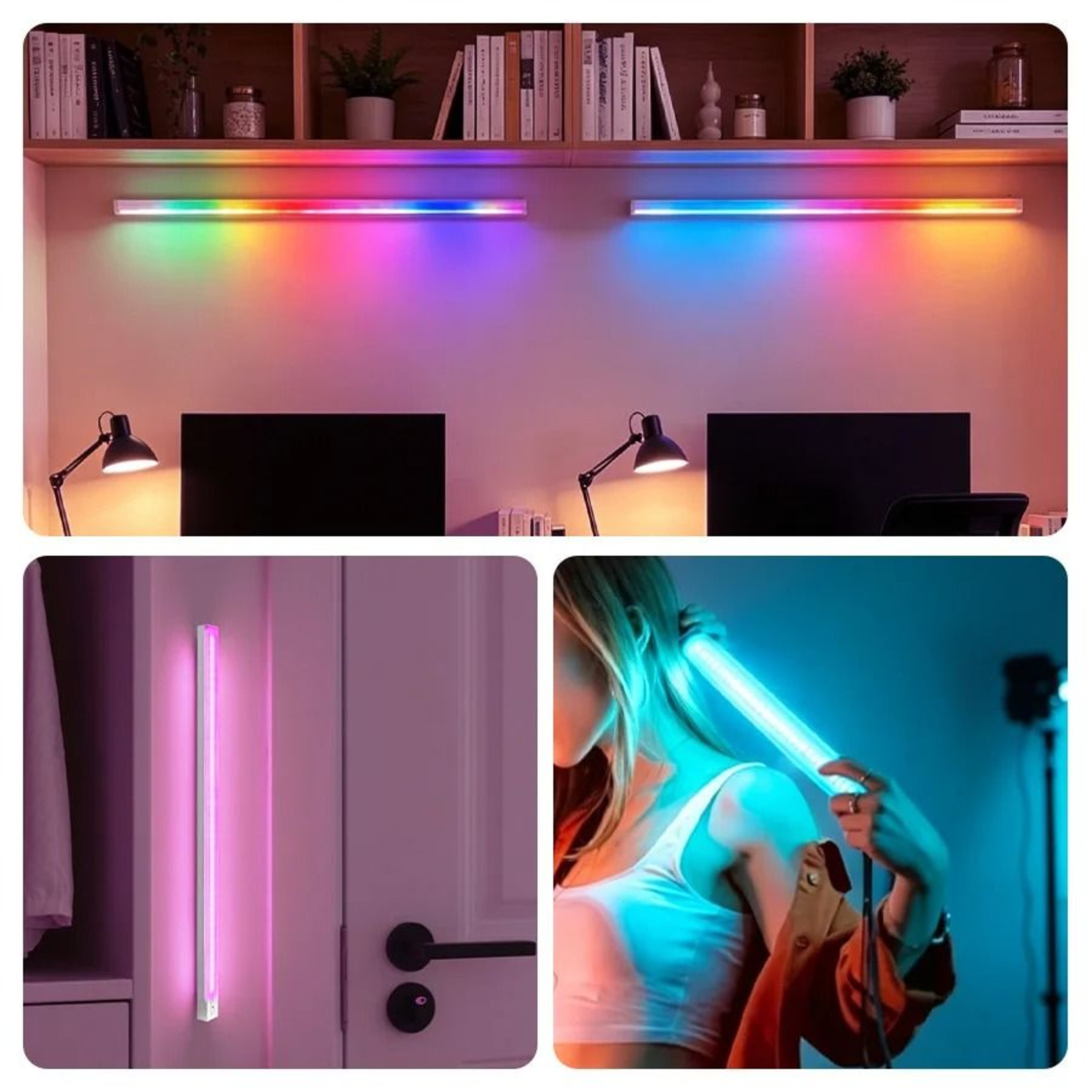 RGB Motion Sensor LED Light Bar USB C Magnetic Cabinet Lamp 1
