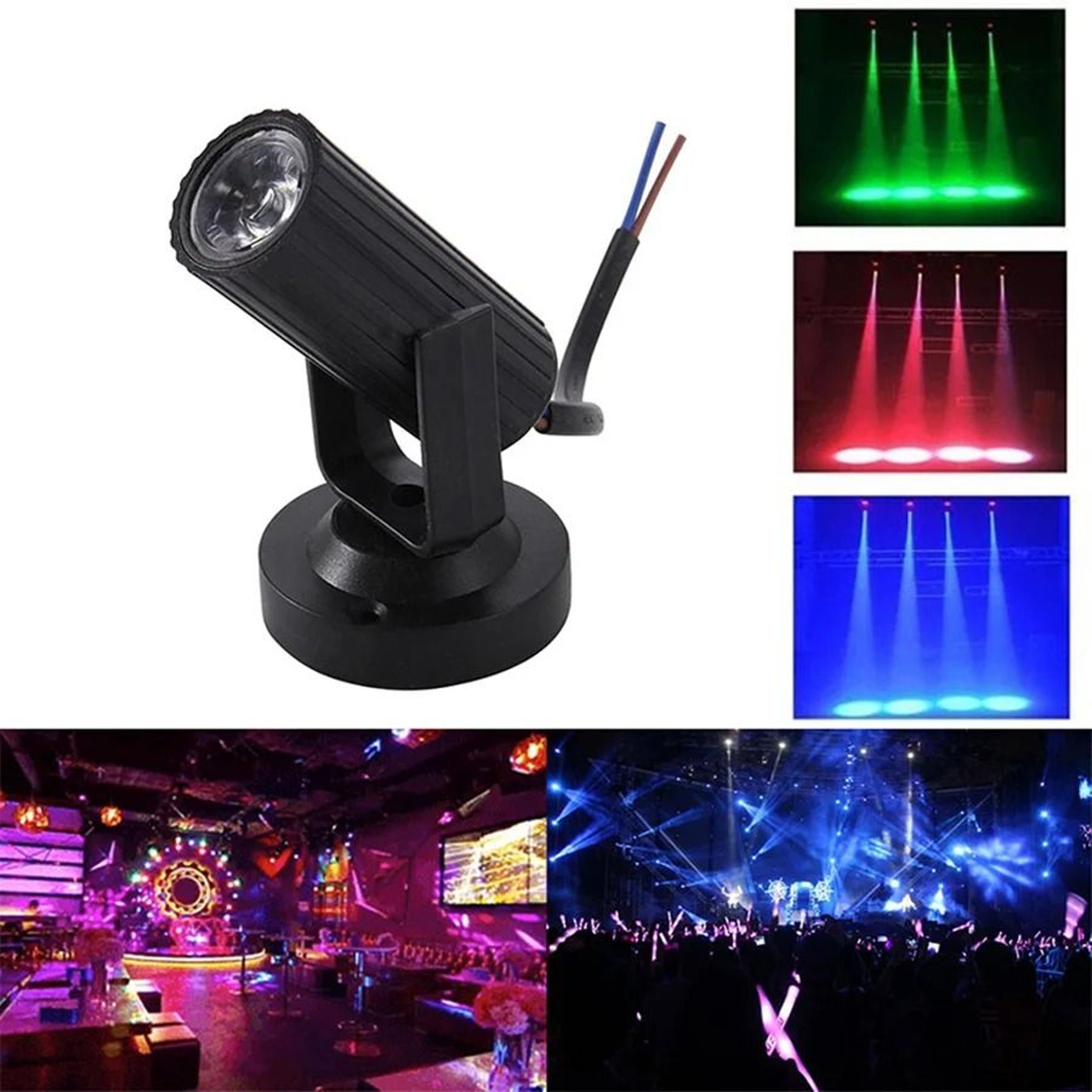 Compact 1W LED Pinspot Beam Light Mini RGB Stage Dance Floor Spotlight 0