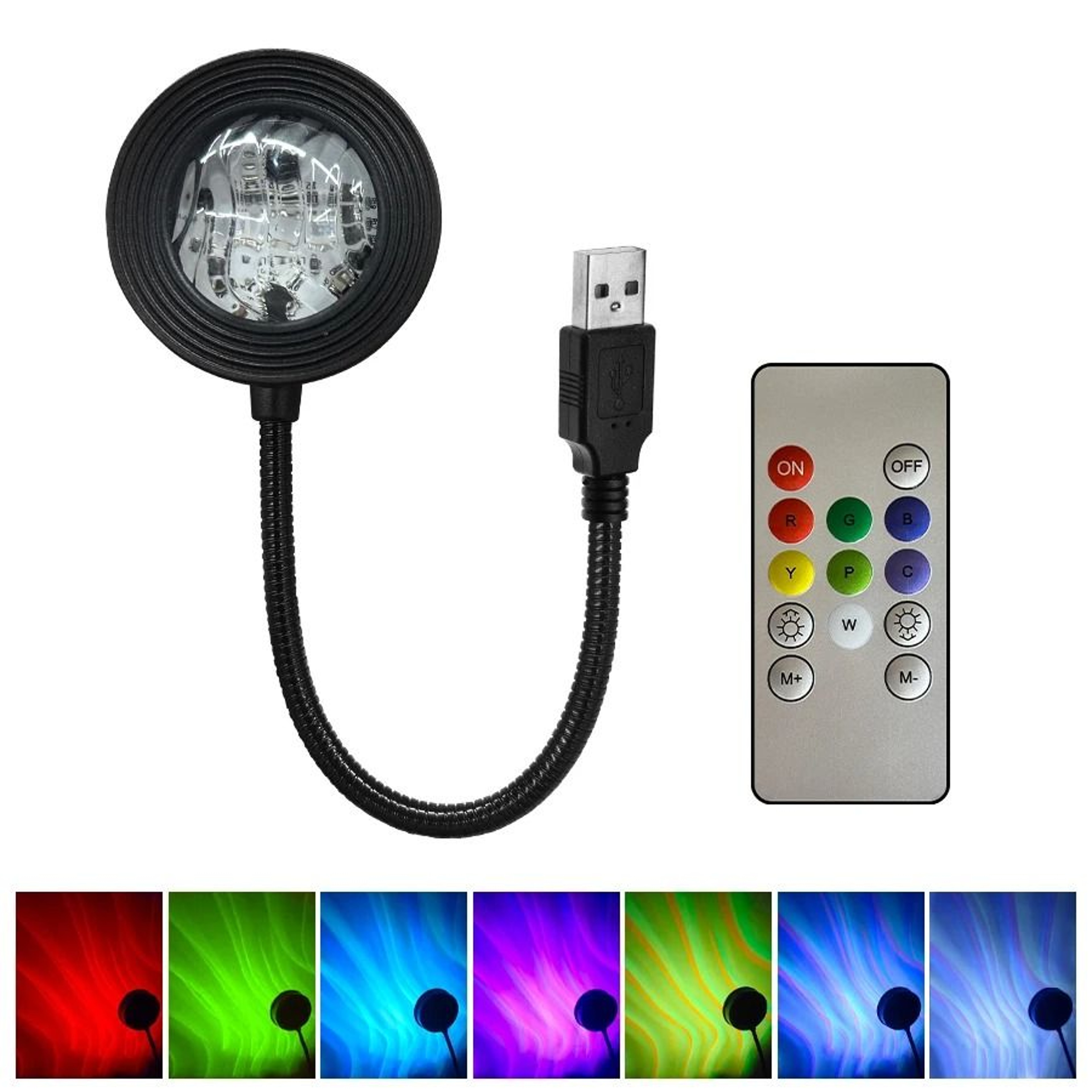 Water Ripple Aurora Projection Ambient Light USB Touch Remote Color Changing Lamp 7