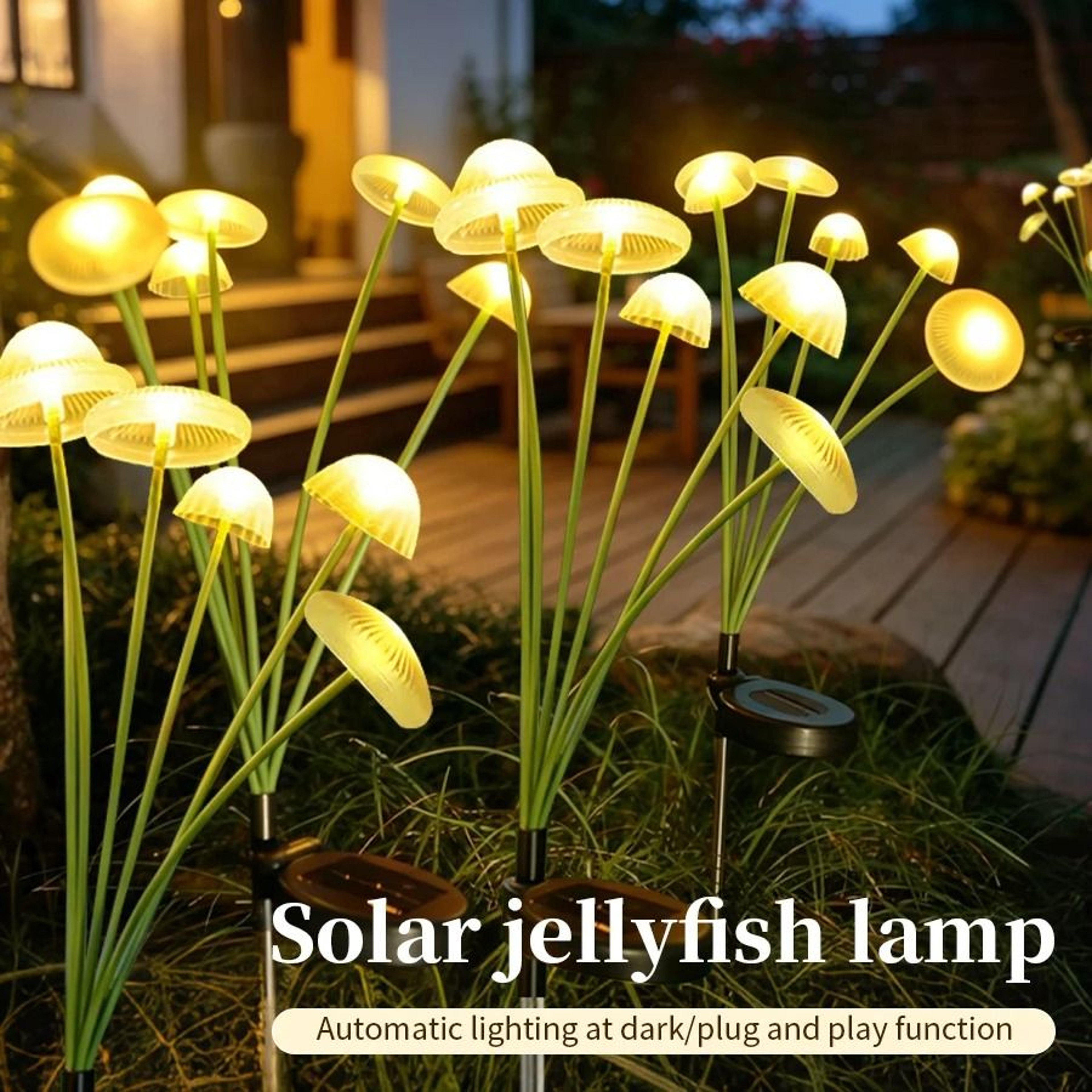 Outdoor Solar Jellyfish Garden Light Waterproof Optical Fiber Lawn Pathway Lamp 0