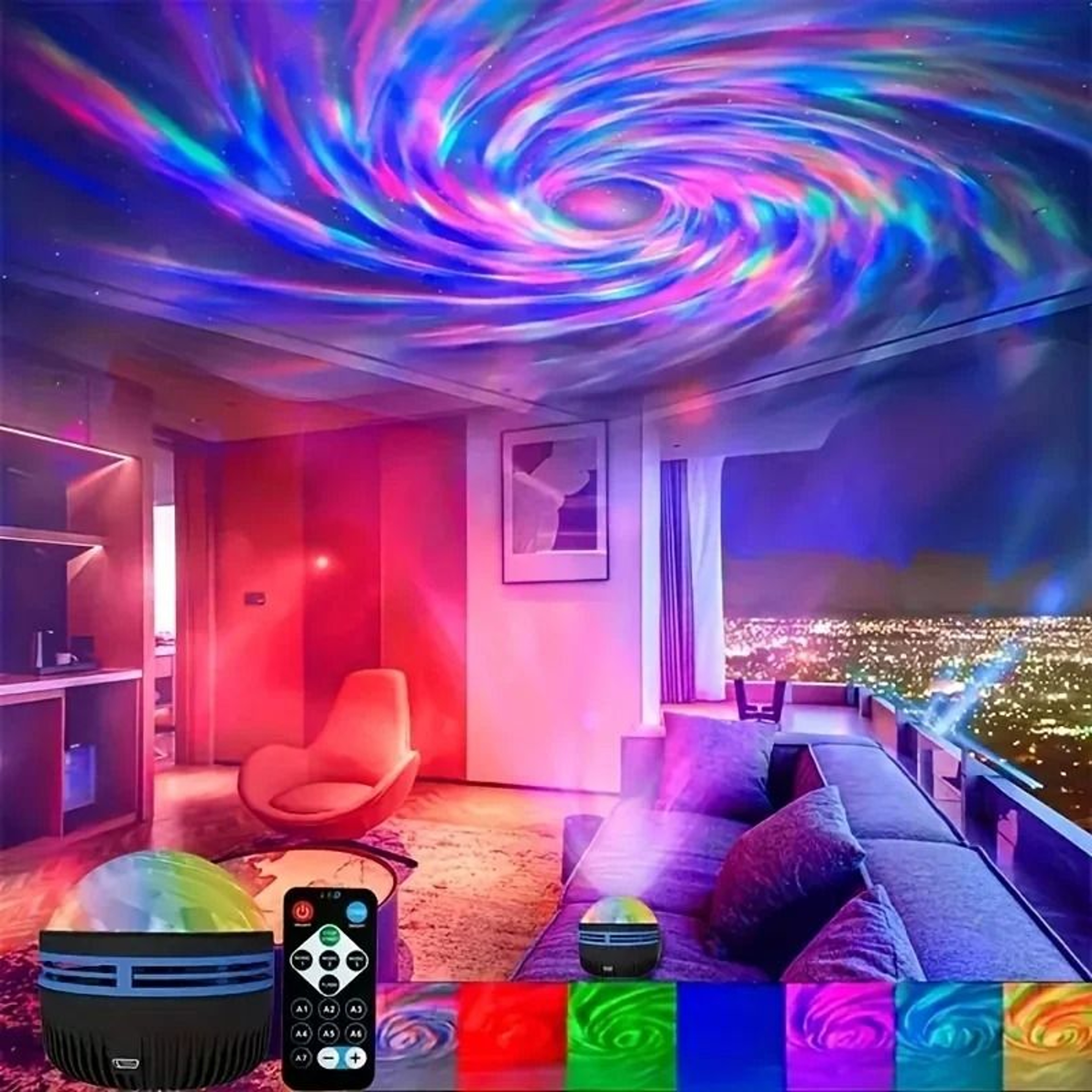 RGB Galaxy Aurora Projection Lamp USB Powered Rotating Star Night Light With Remote 8