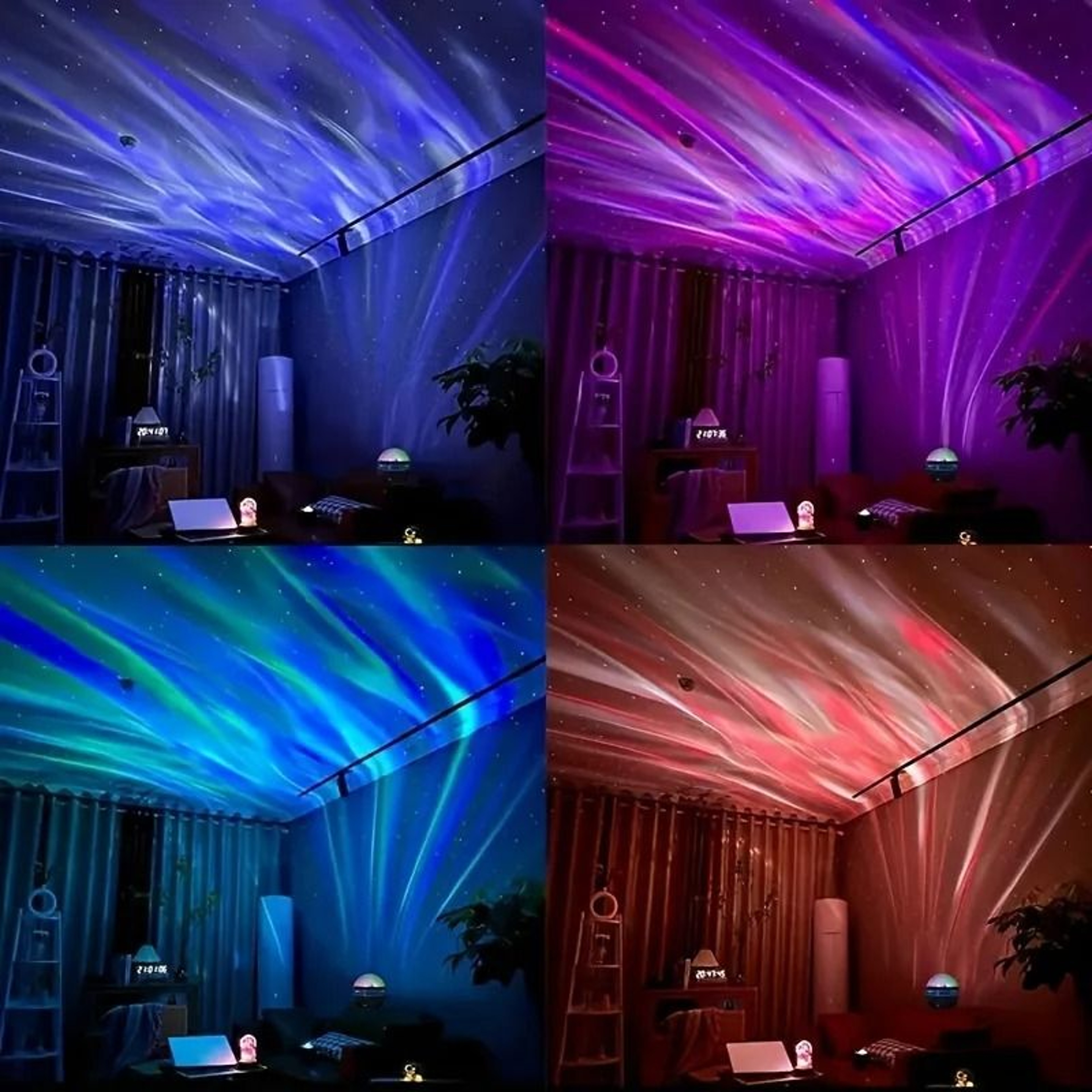 RGB Galaxy Aurora Projection Lamp USB Powered Rotating Star Night Light With Remote 3