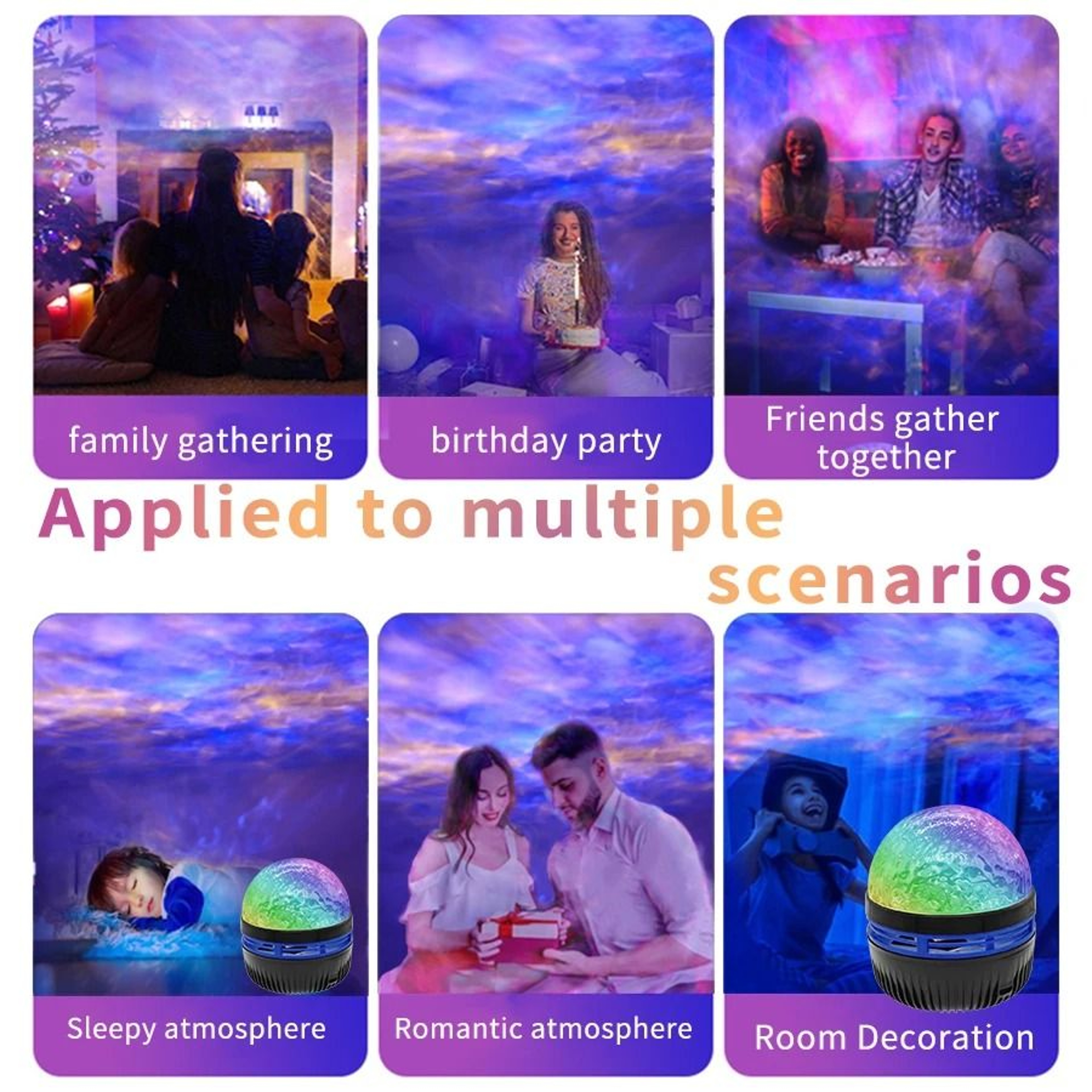 RGB Galaxy Aurora Projection Lamp USB Powered Rotating Star Night Light With Remote 4