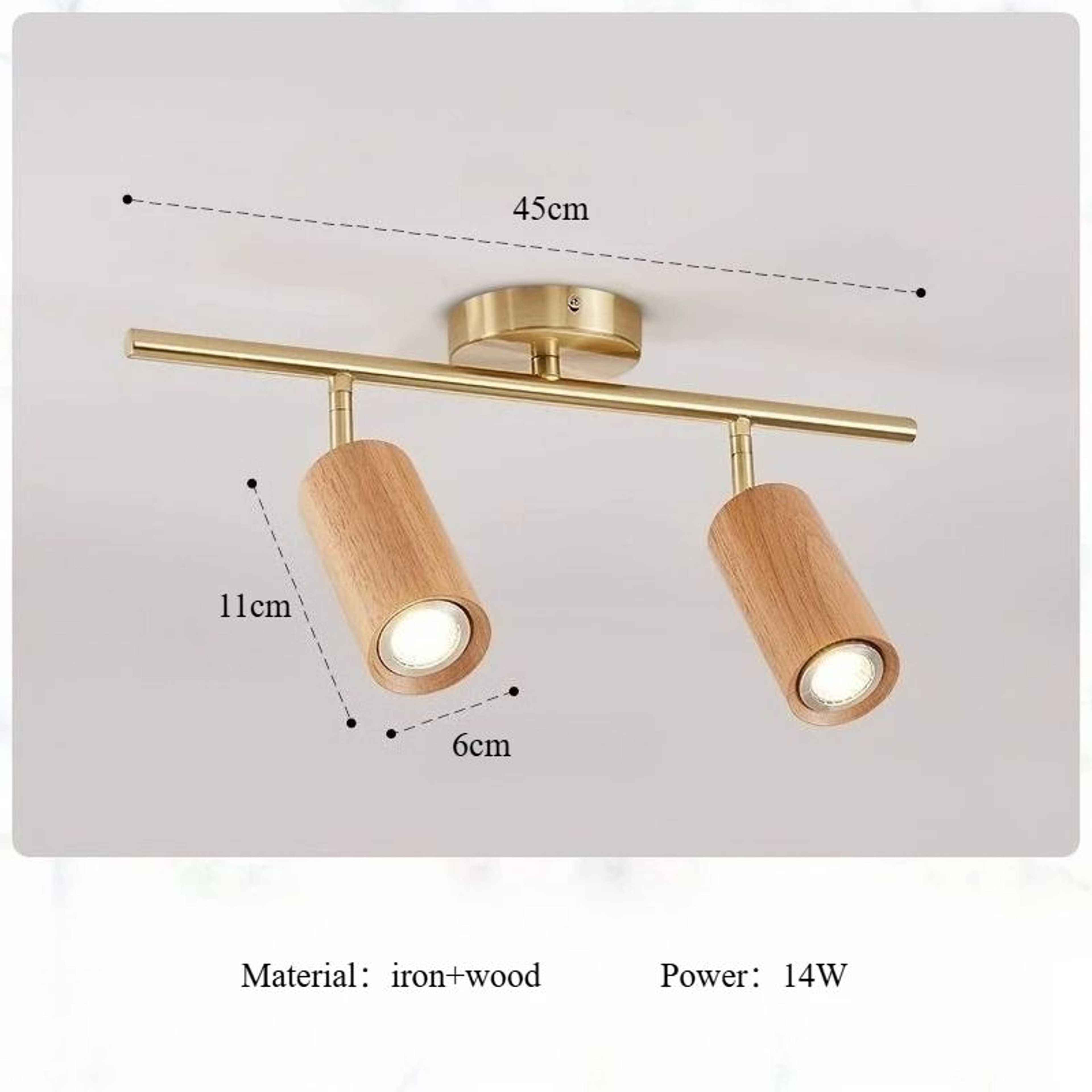 Minimalist Wooden Ceiling Spotlight Rotatable Indoor Commercial Living Room Accent Fixture 6