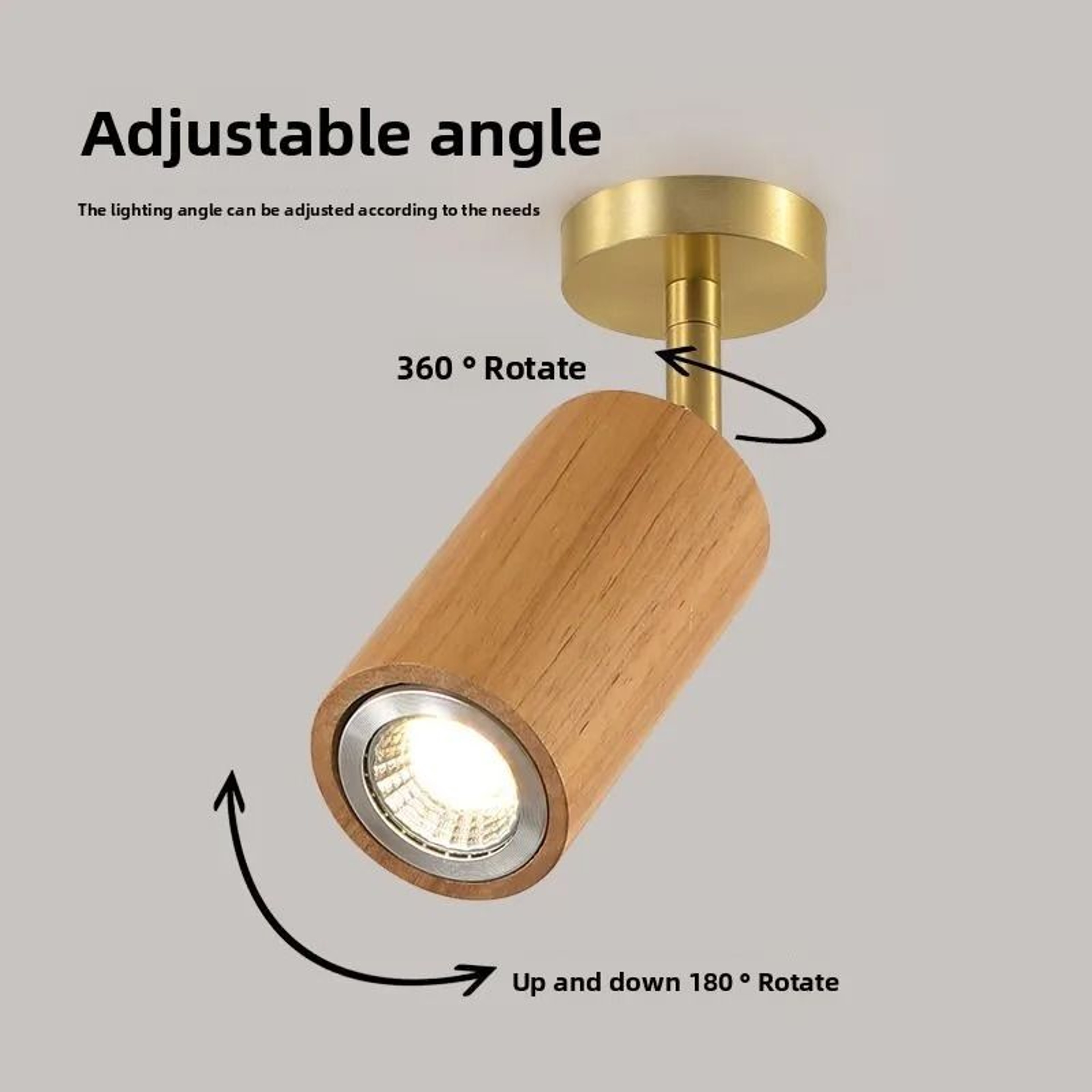 Minimalist Wooden Ceiling Spotlight Rotatable Indoor Commercial Living Room Accent Fixture 4