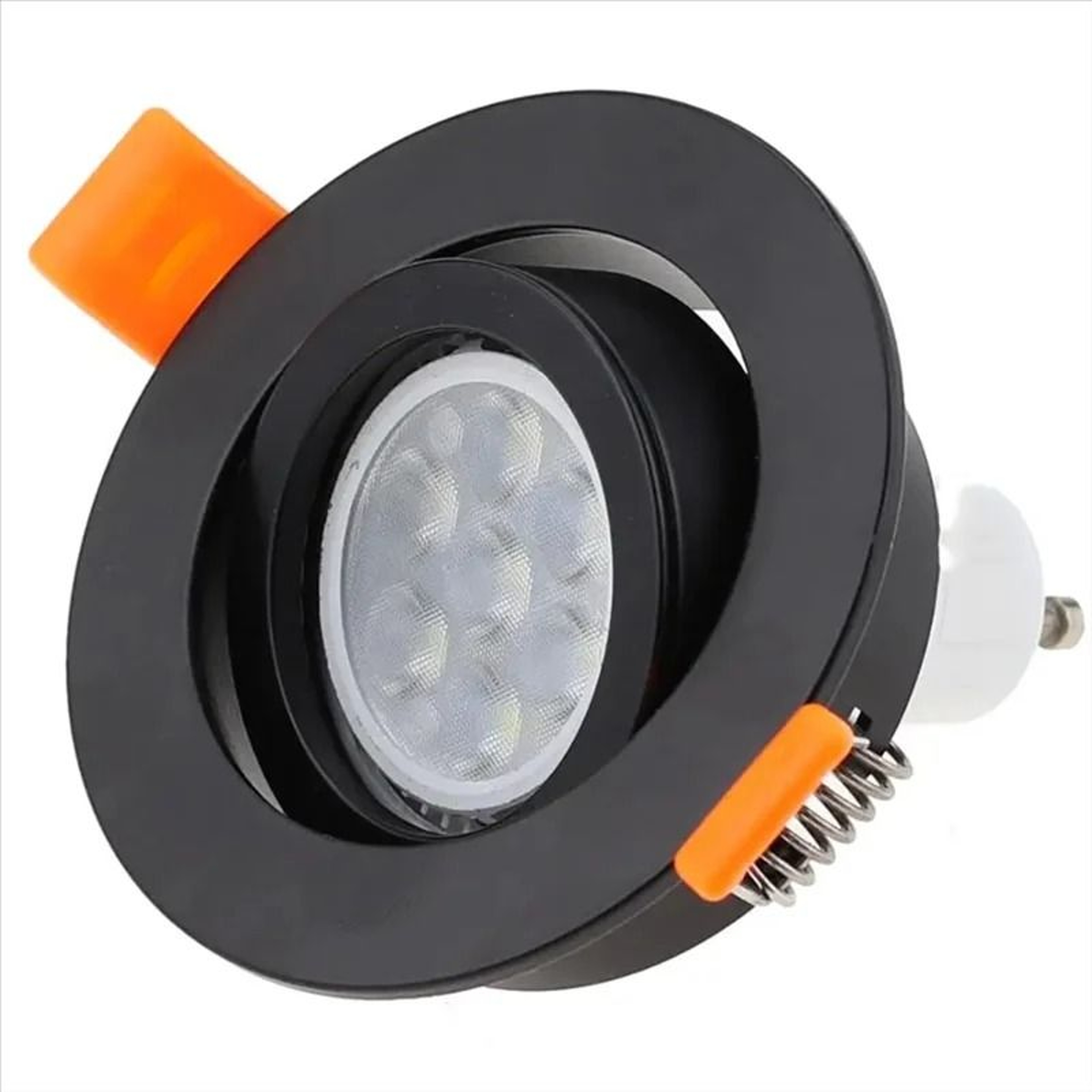Black Aluminum Round Adjustable Ceiling Spotlight Fixture Recessed Downlight Frame Housing 0