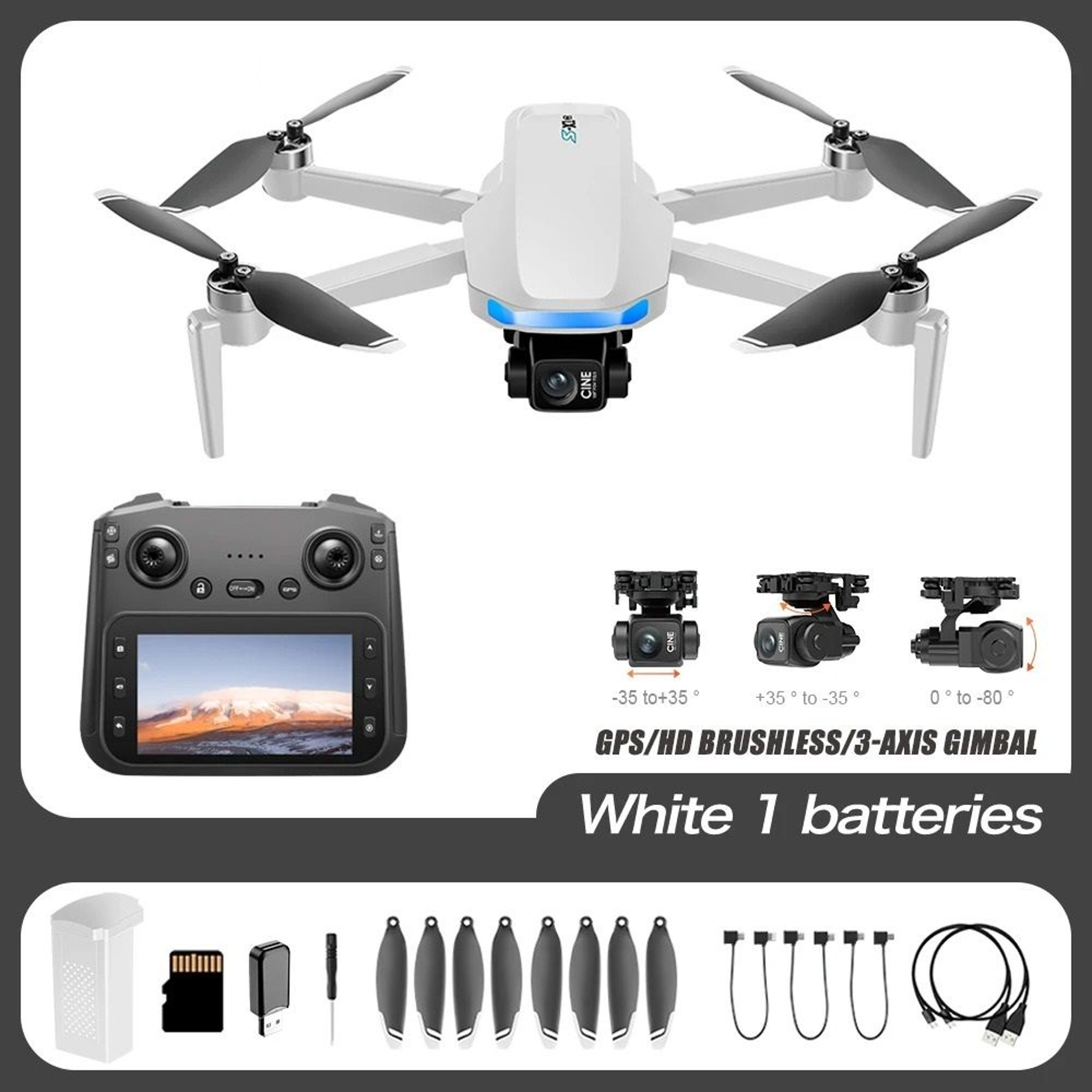 Brushless GPS Drone 4K HD Camera 3 Axis Gimbal 5G Screen Remote Control RC Quadcopter 7