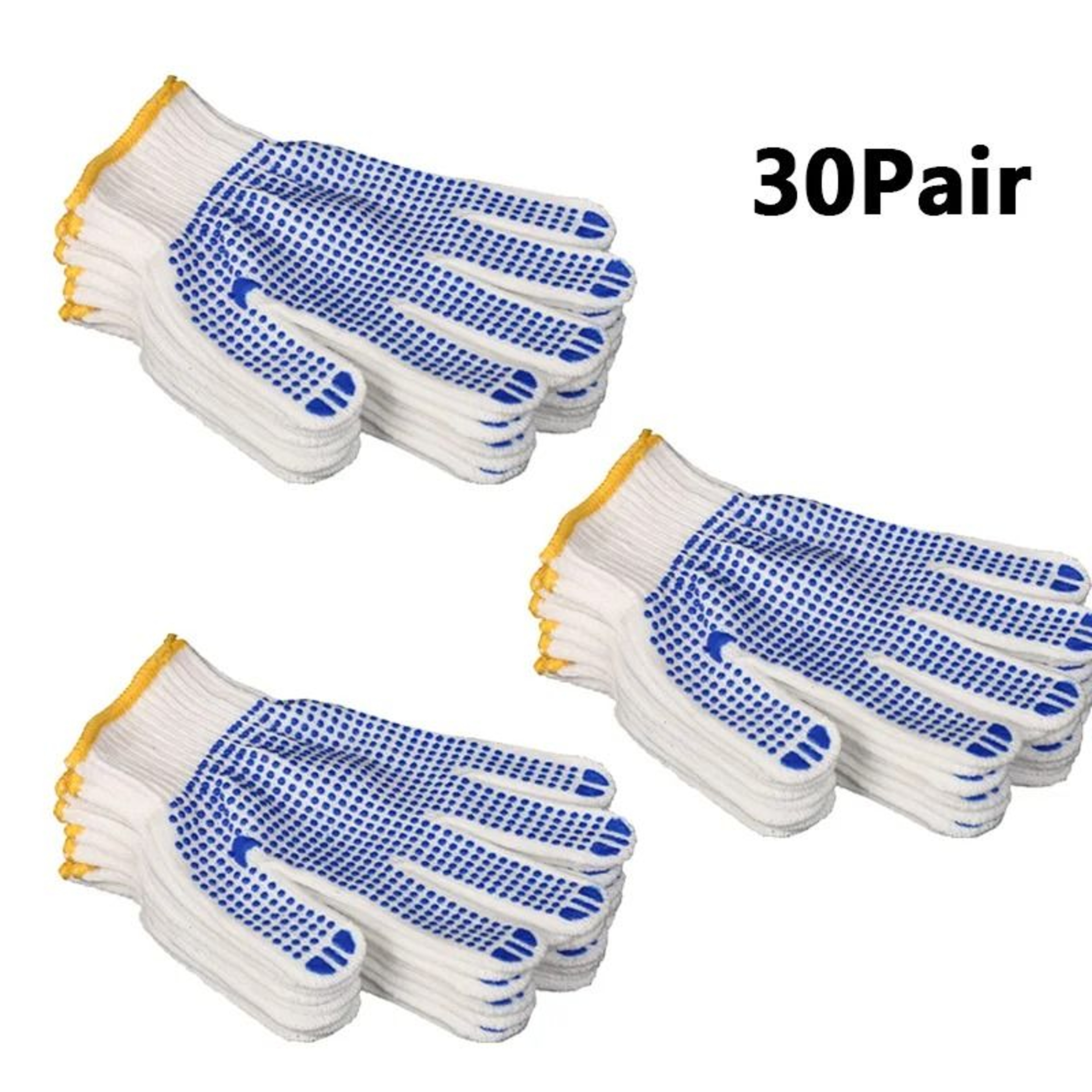 Anti Slip Wear Resistant Construction Work Gloves Elastic Rubber Dot Grip 30 Pairs Bulk Pack 6