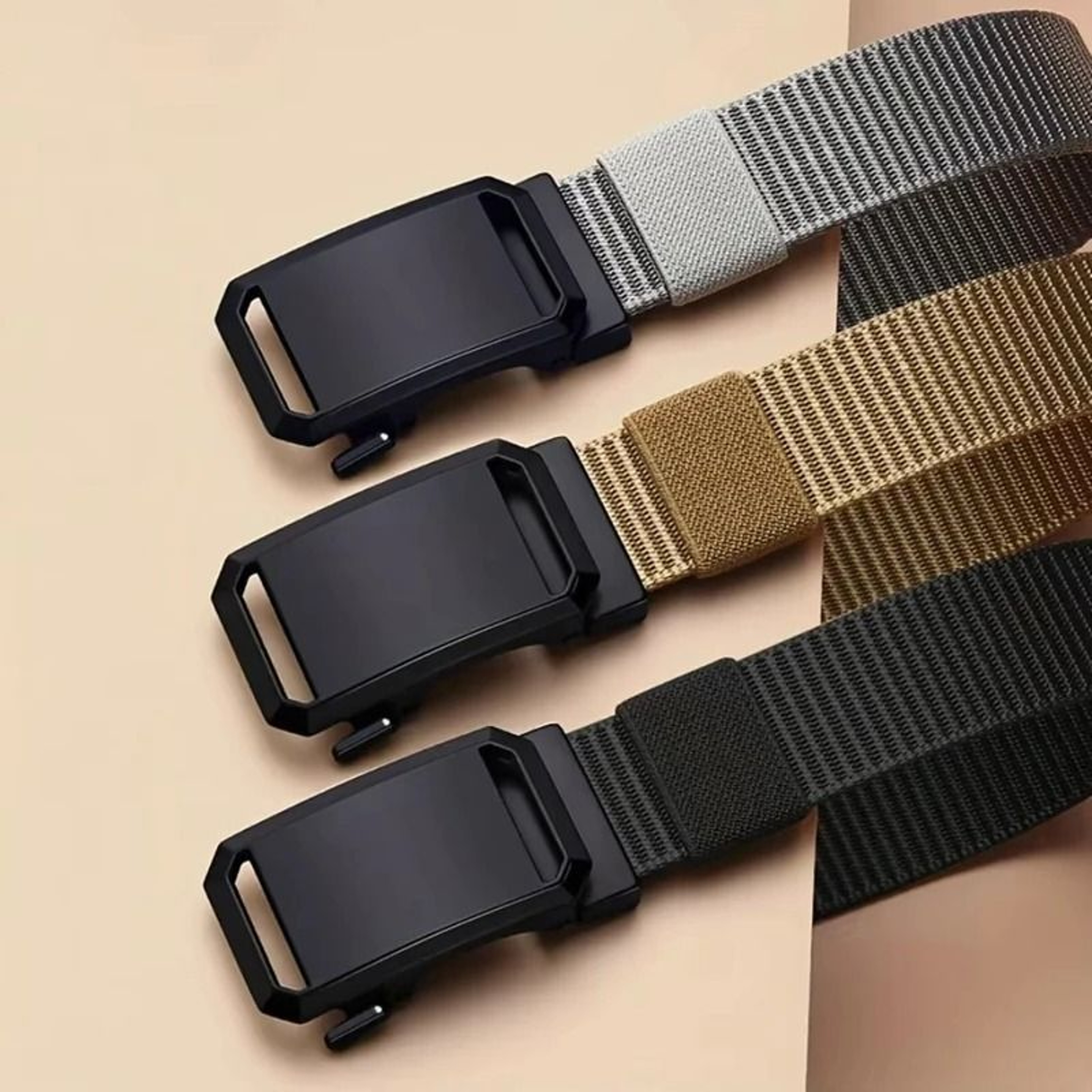 Heavy Duty Canvas Tactical Waist Belt Automatic Lock Buckle Outdoor Workwear Strap 3