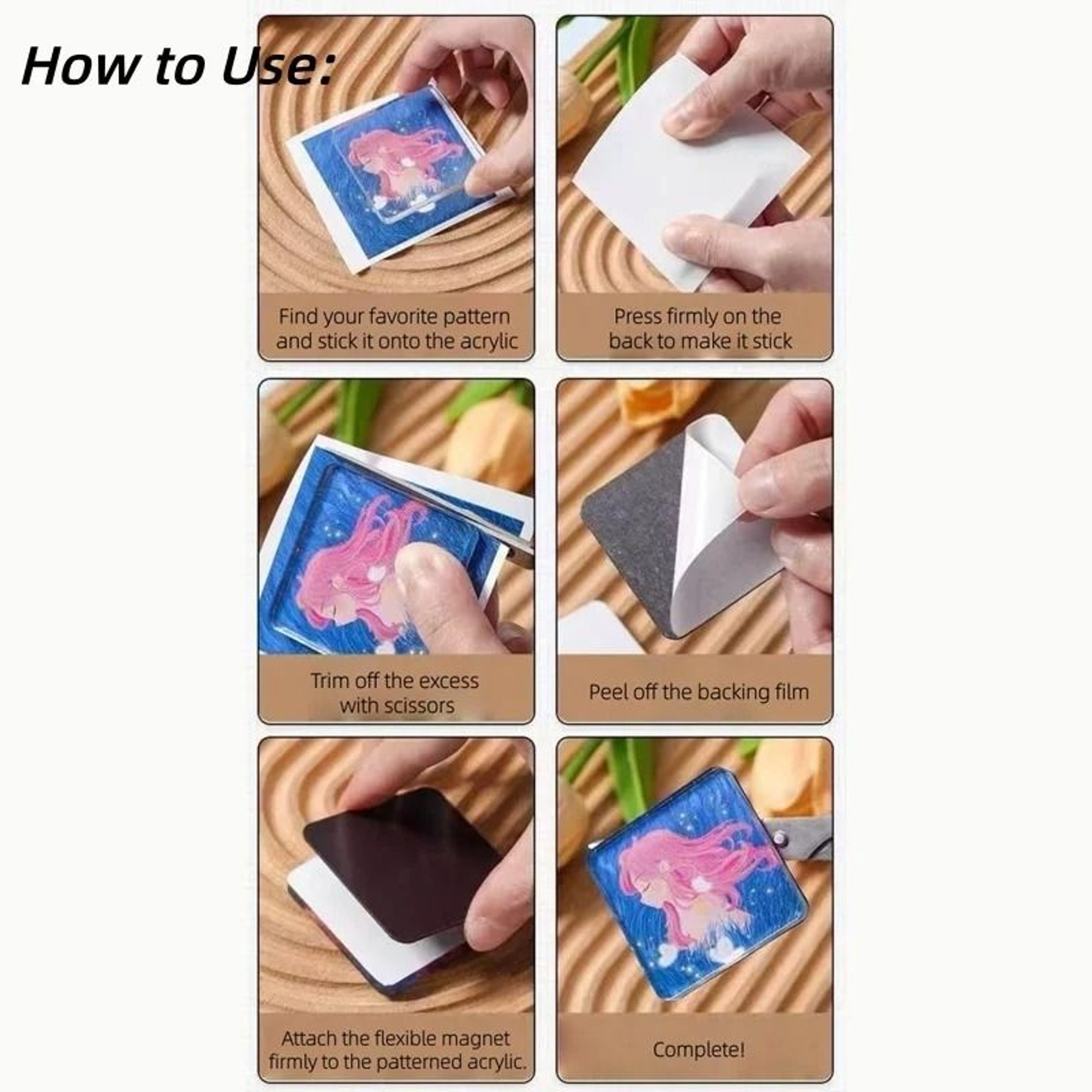 Clear Acrylic Rectangle DIY Refrigerator Magnet Blanks Custom Photo Frame Keepsake Set 5