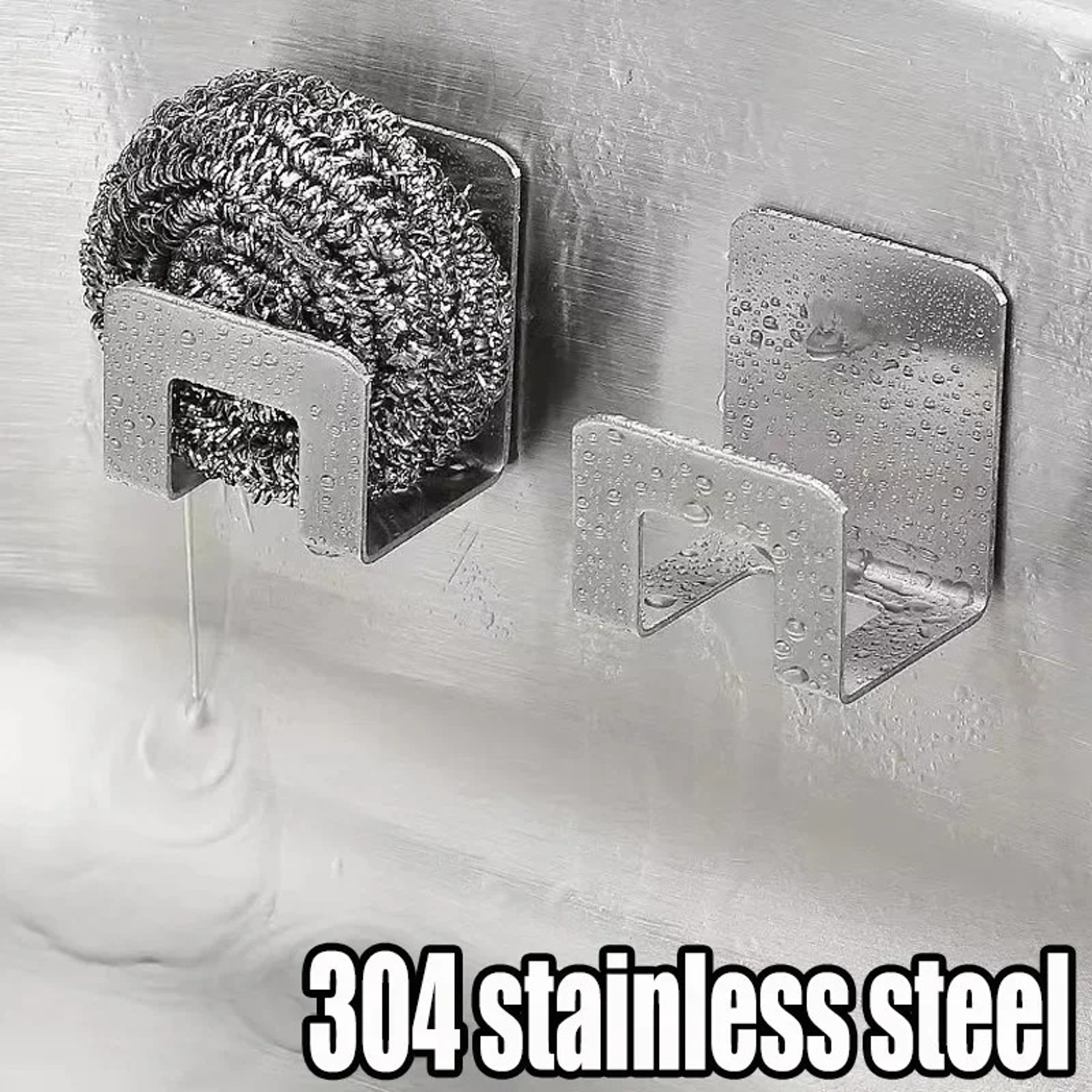 Stainless Steel Sink Sponge Holder Self Adhesive Kitchen Sink Organizer 1
