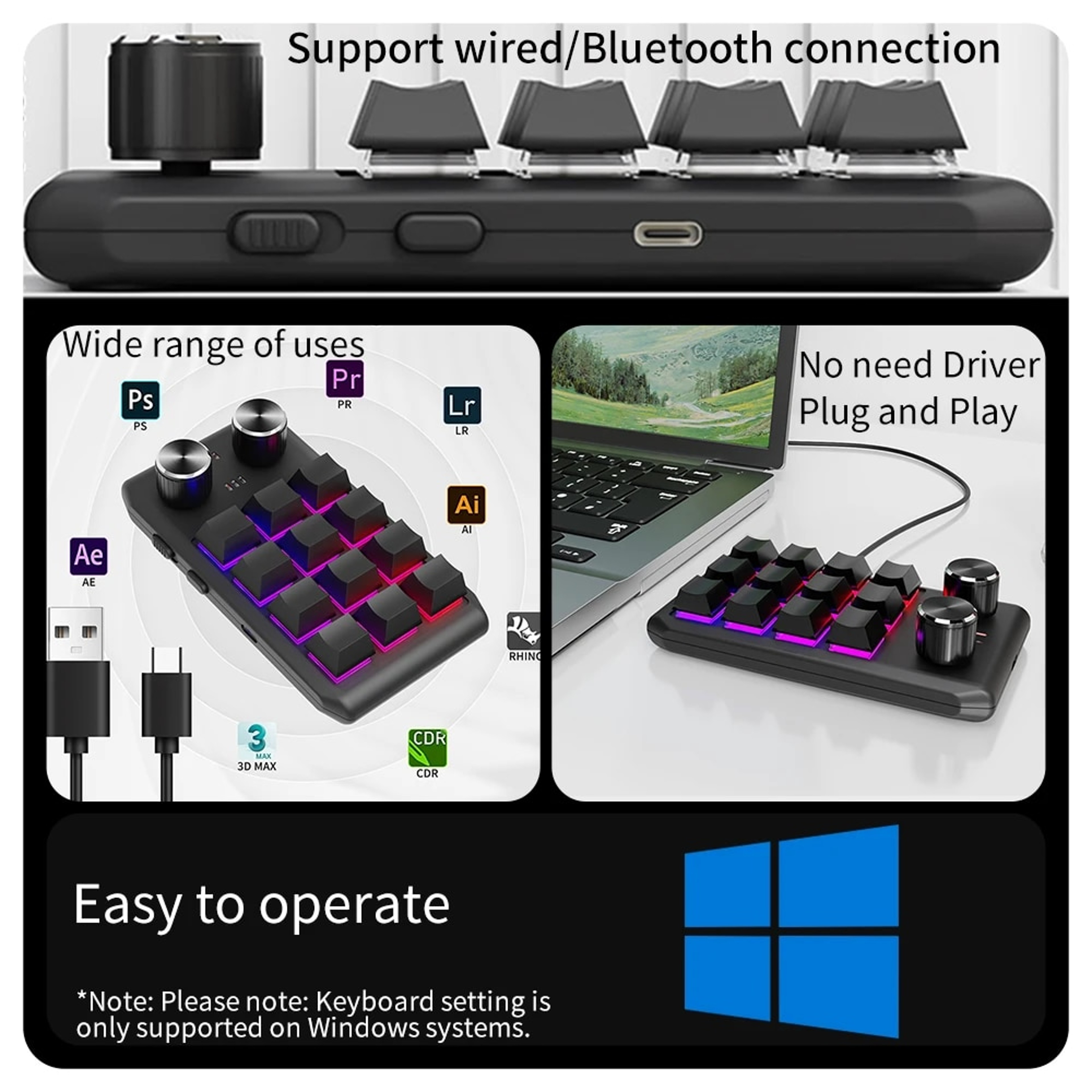 Key Programmable Macropad With Bluetooth RGB And Dual Knobs 4