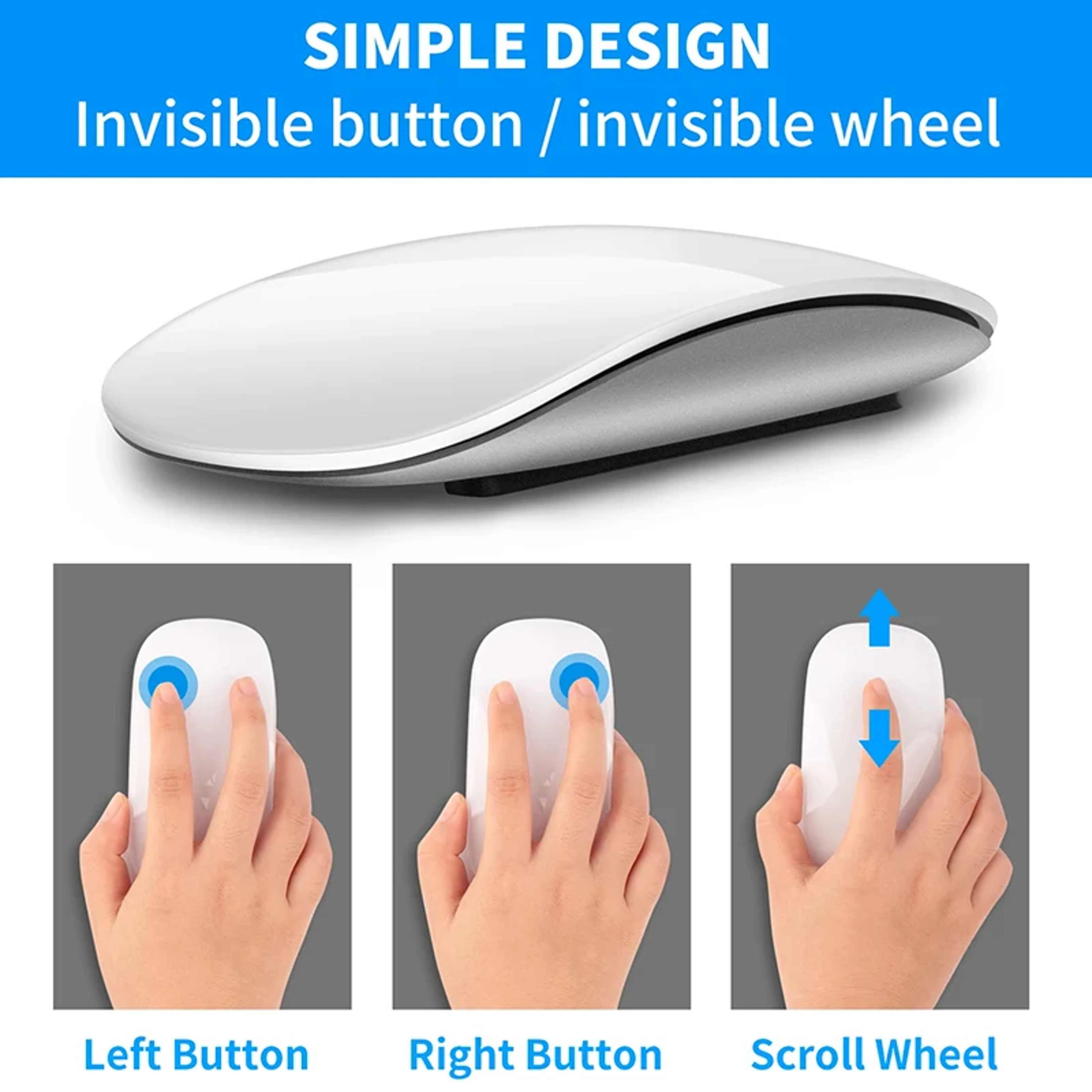 Ultra Thin Multi Touch Bluetooth Mouse Rechargeable Wireless Mouse For MacBook Windows Tablet 4