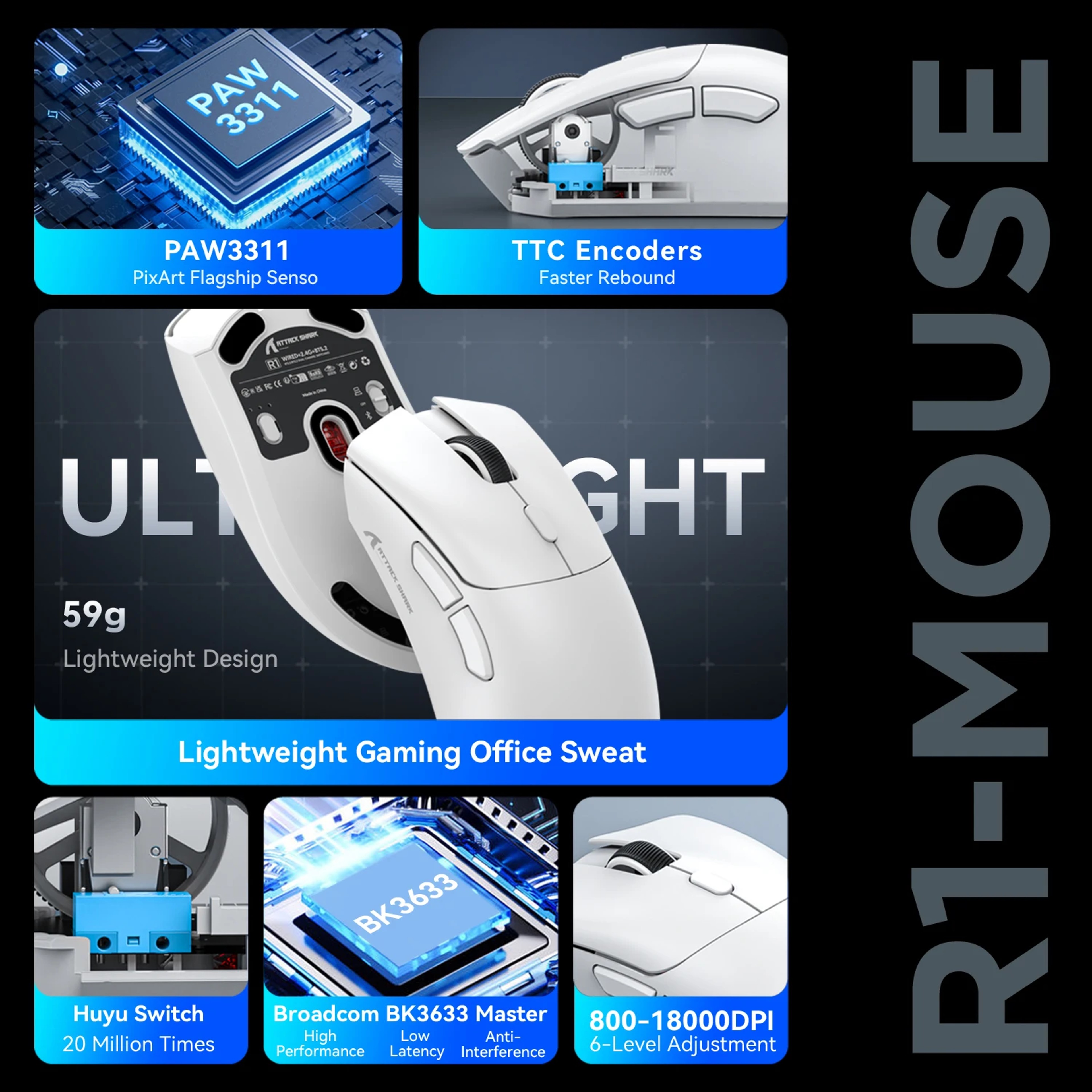 Lightweight Wireless Gaming Mouse DPI Tri Modes 3