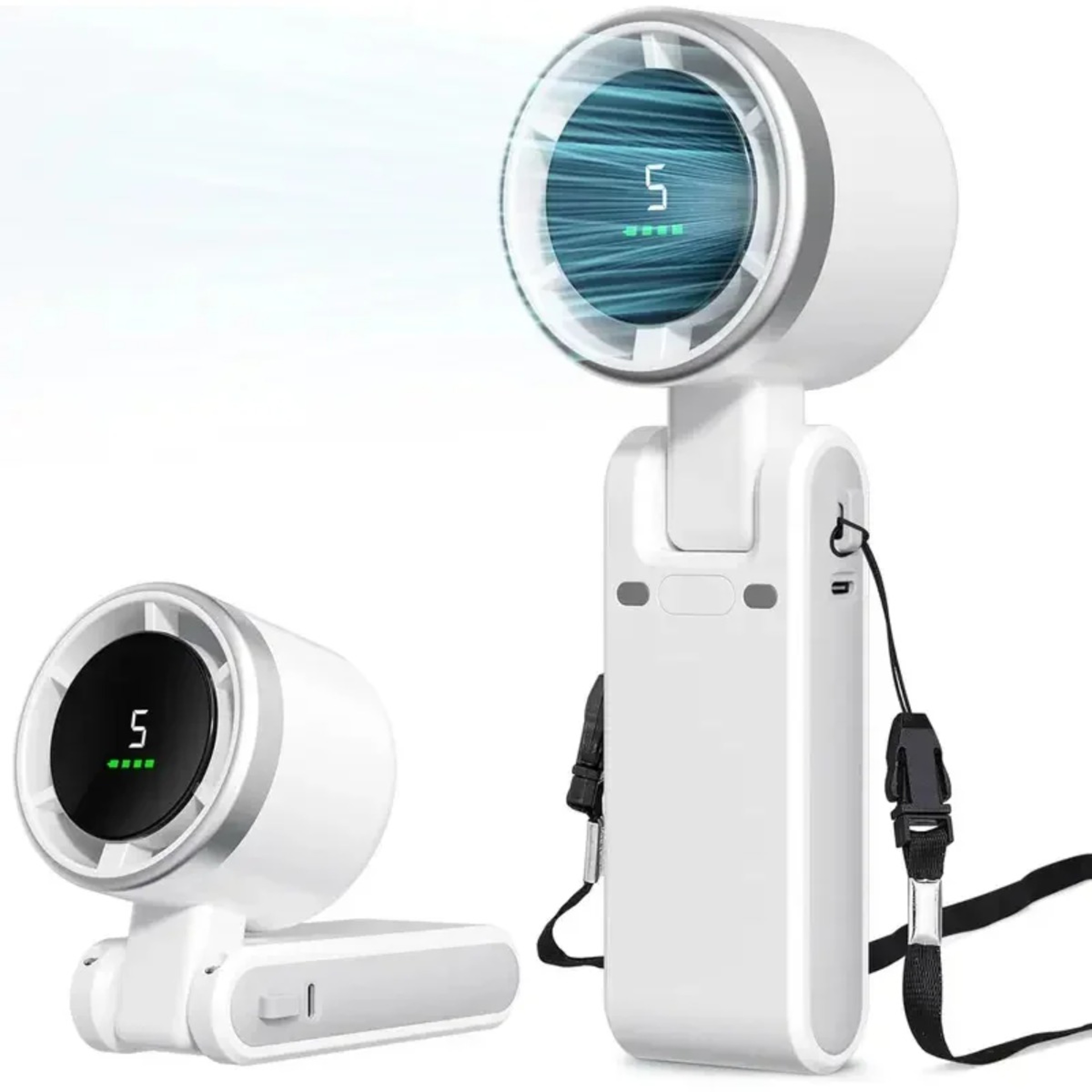 Mini High Speed Handheld Fan Rechargeable Foldable Turbo Fan With Digital Display 1