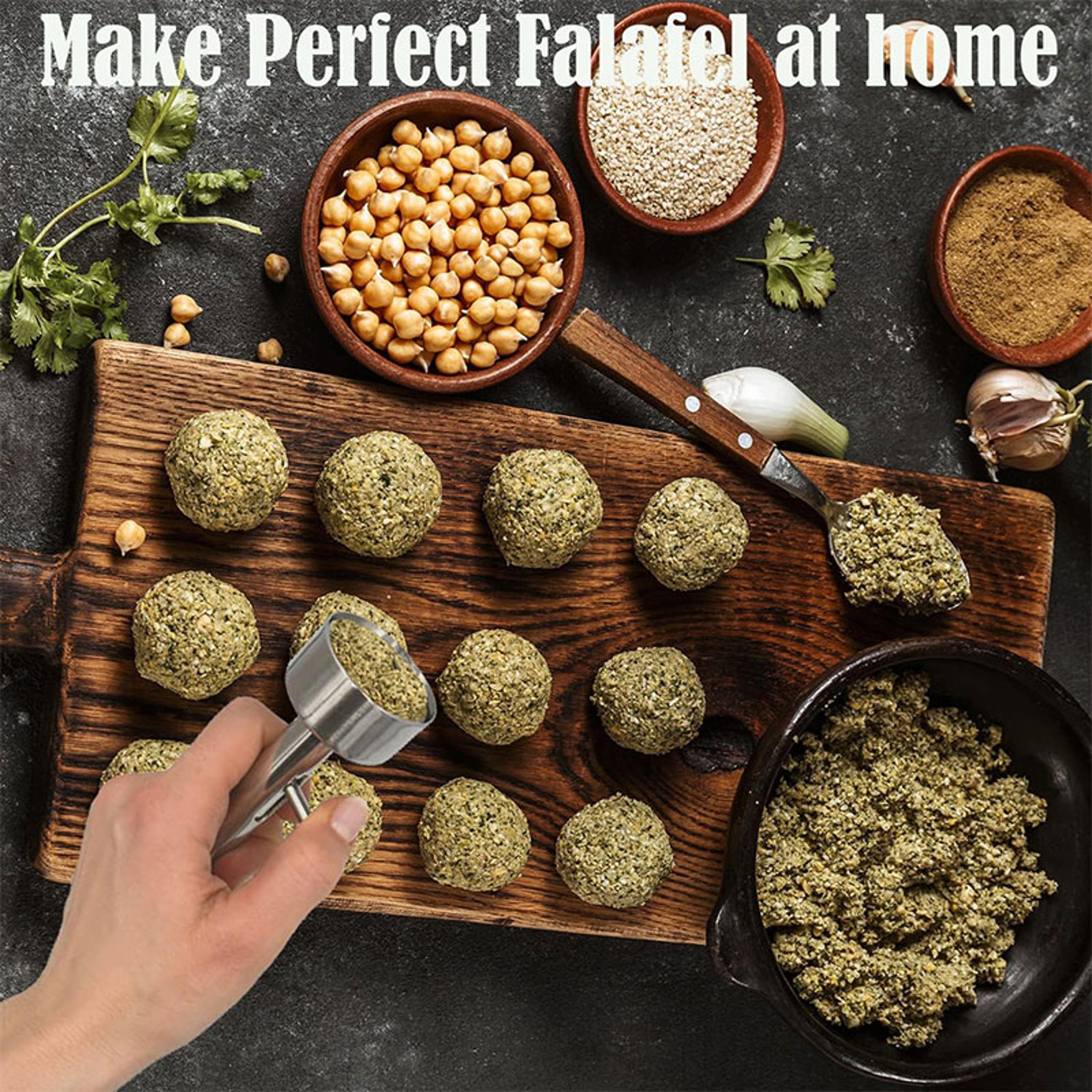 Stainless Steel Falafel Maker Scoop And Meatball Shaping Tool 2