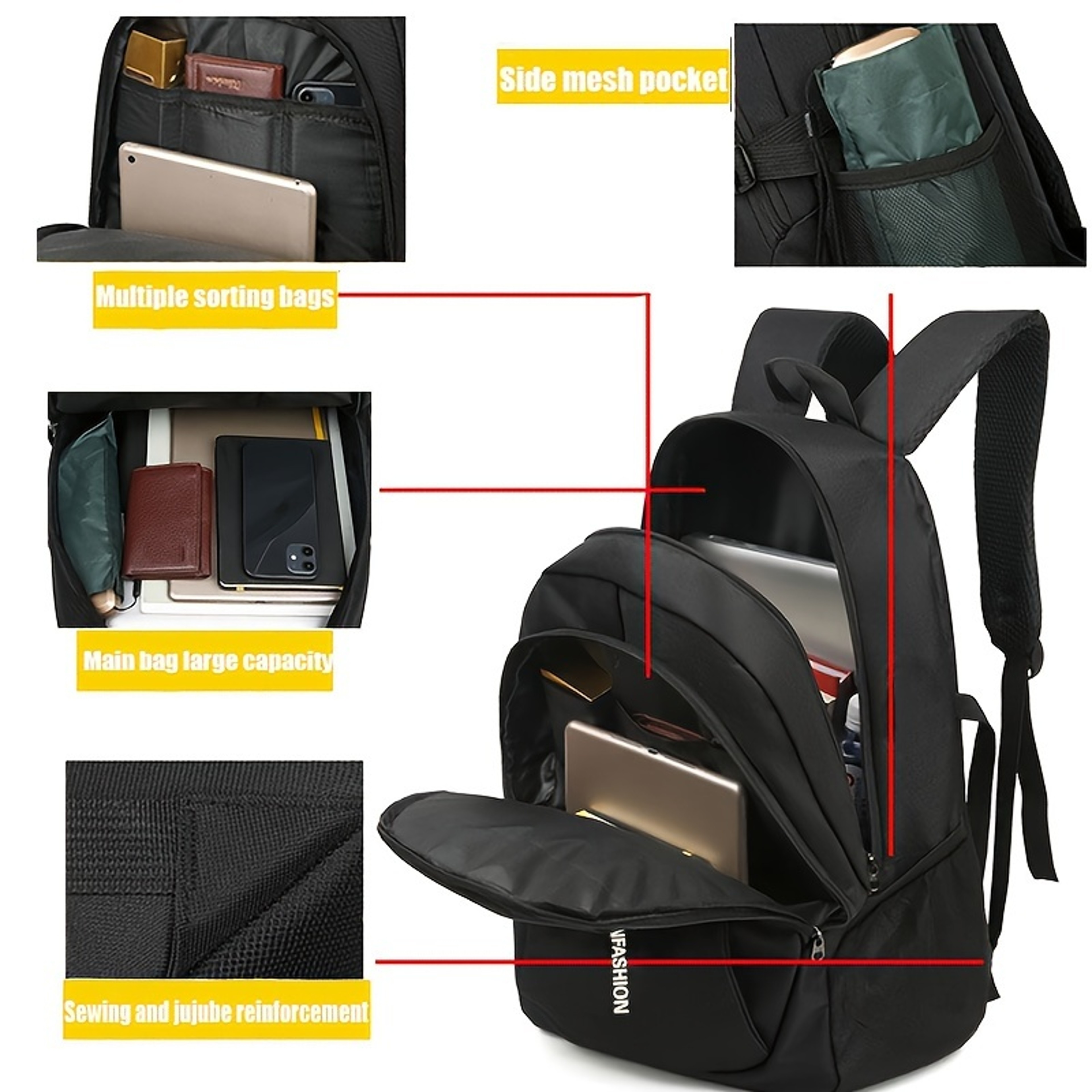 Men Waterproof Laptop Backpack Large Capacity Oxford Business Travel School Bag 3