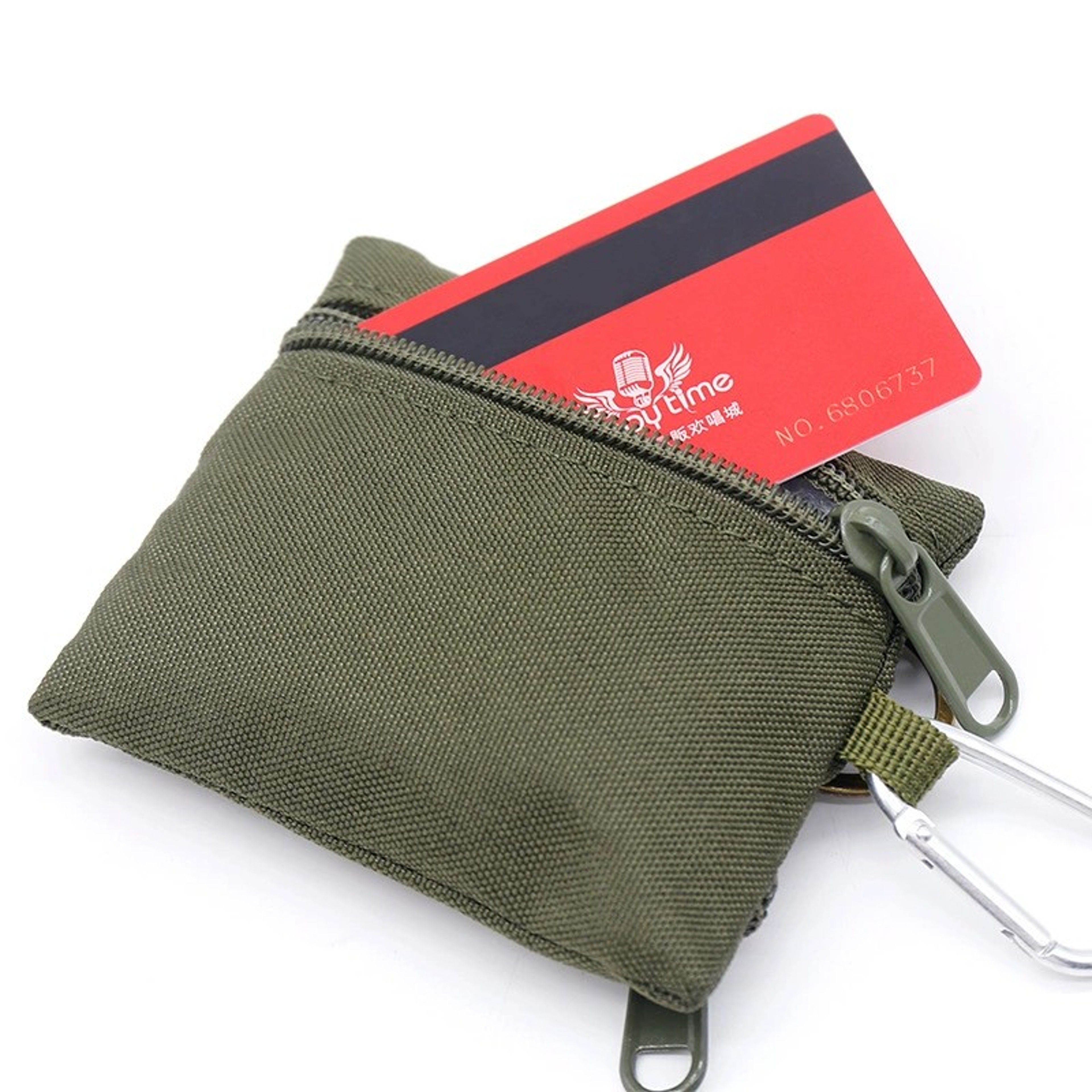 Mini EDC Organizer Pouch Nylon Key Coin Holder with Carabiner – view 4