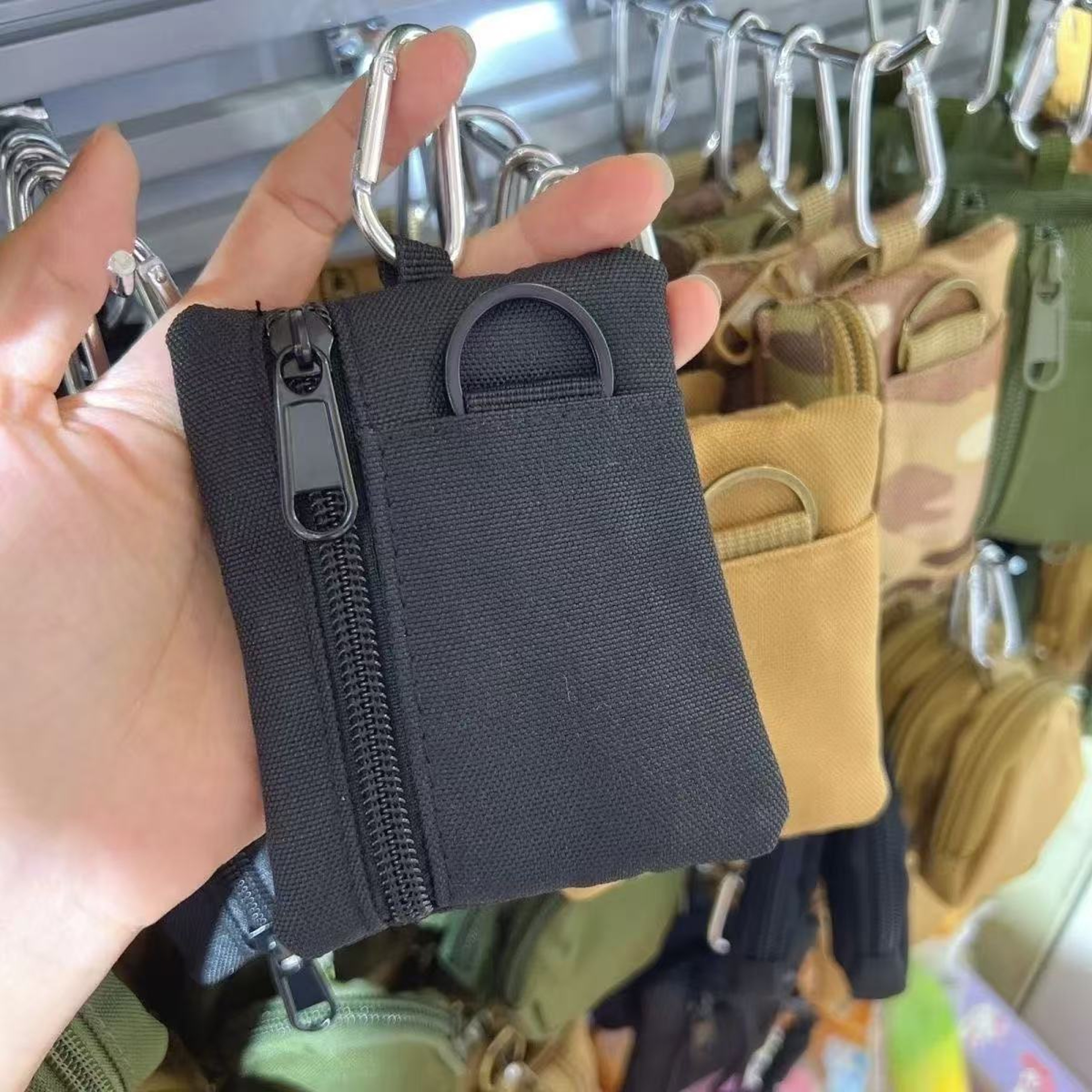 Mini EDC Organizer Pouch Nylon Key Coin Holder with Carabiner – view 6