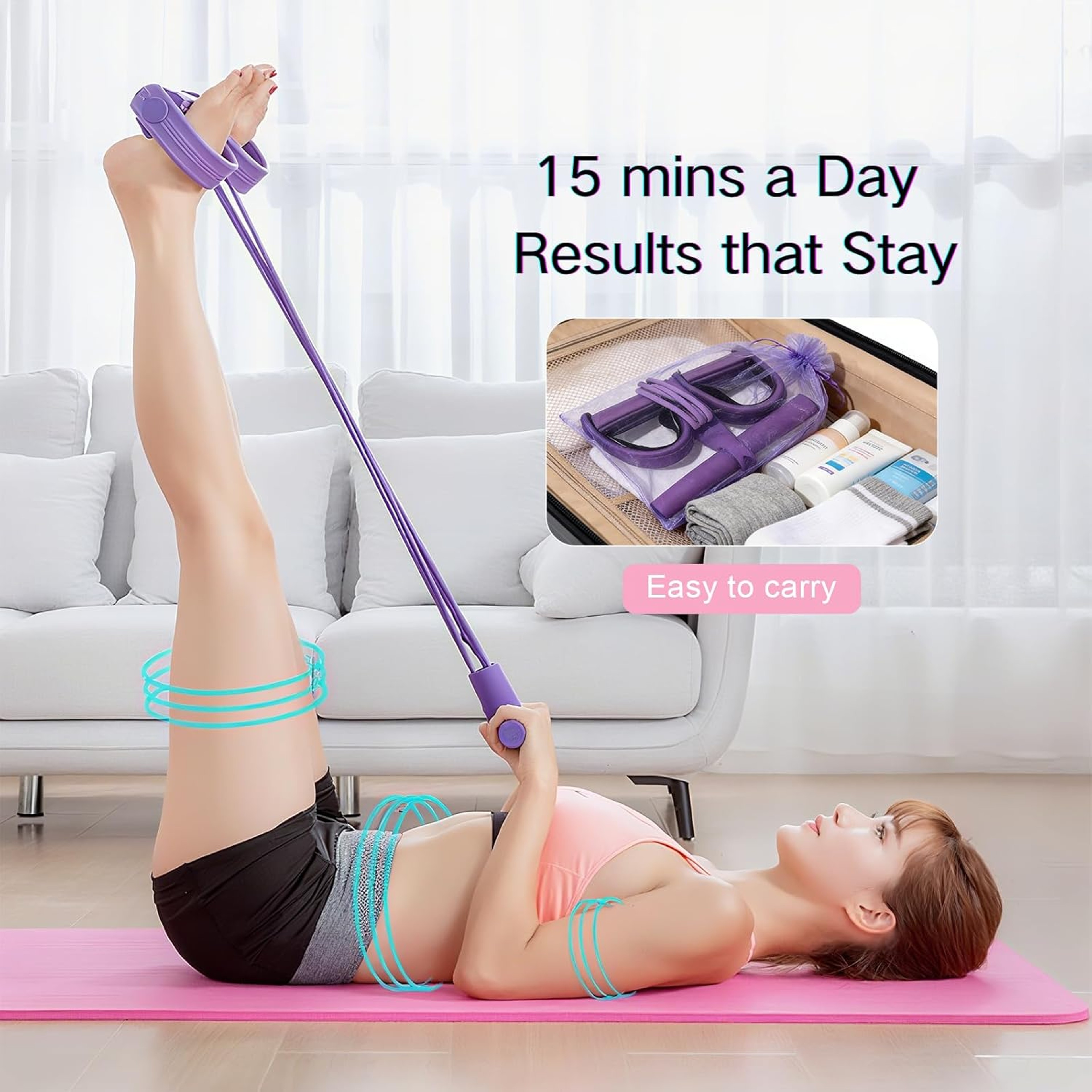 Tube Pedal Resistance Band Full Body Workout Core Trainer 3