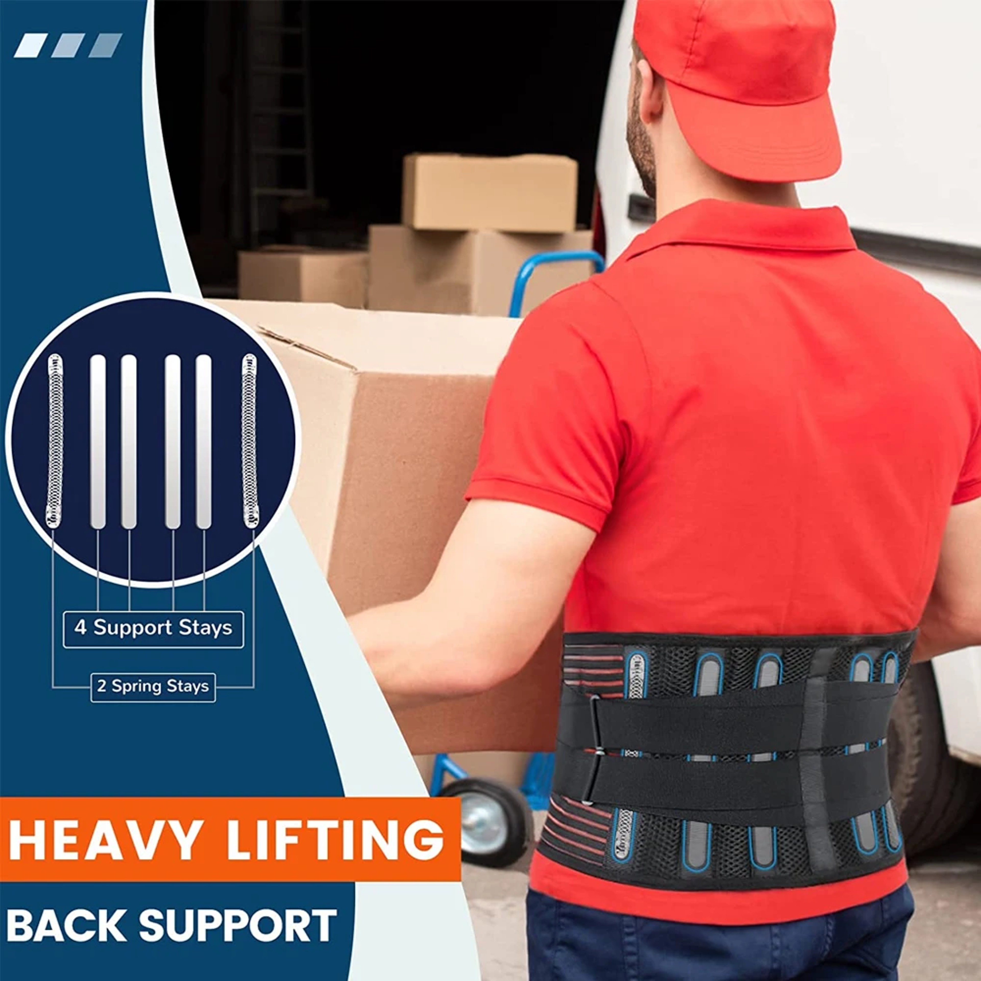 Lower Back Brace Breathable Lumbar Support Belt With Pad 5