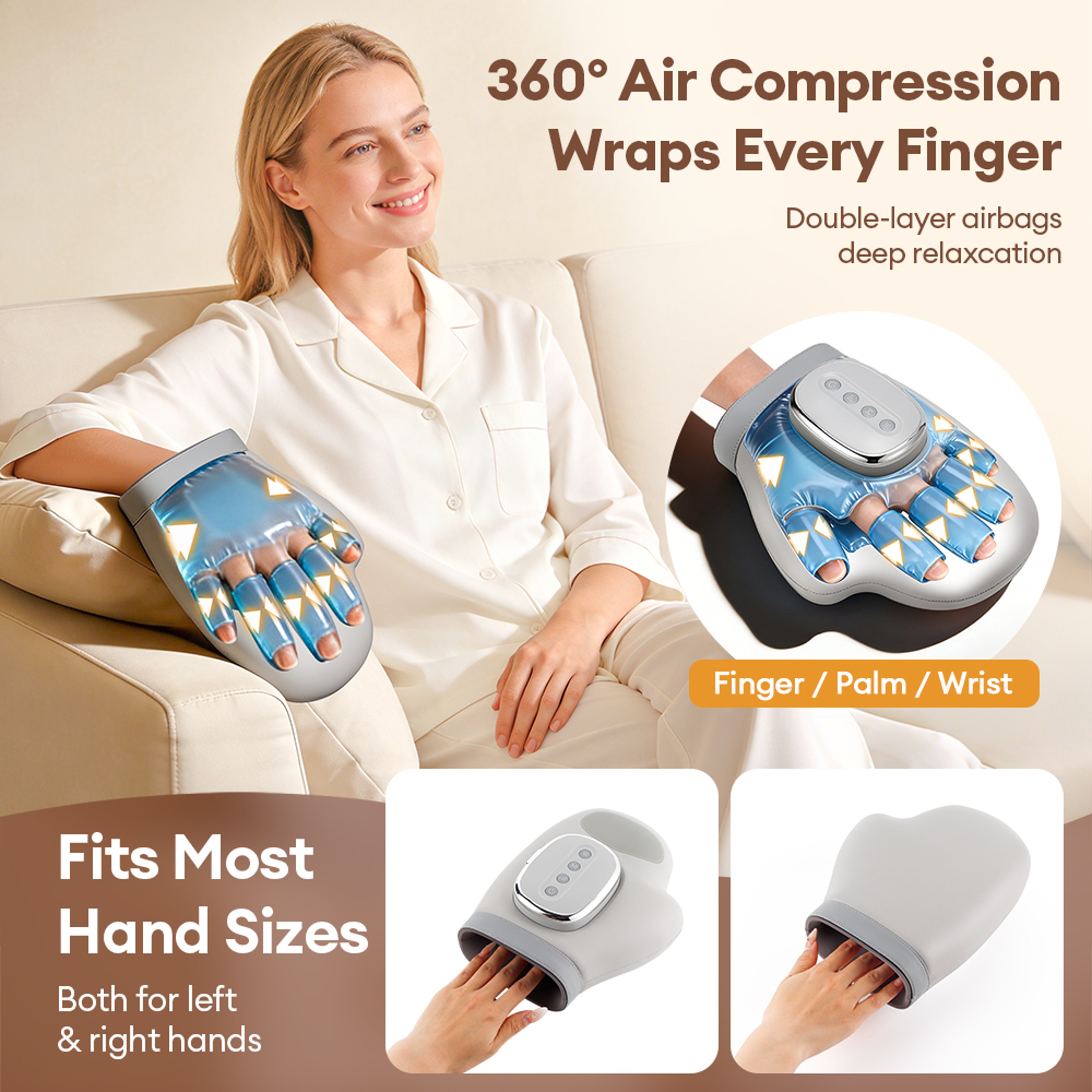 Electric Hand Massager Air Compression Finger Palm Massage Glove 6