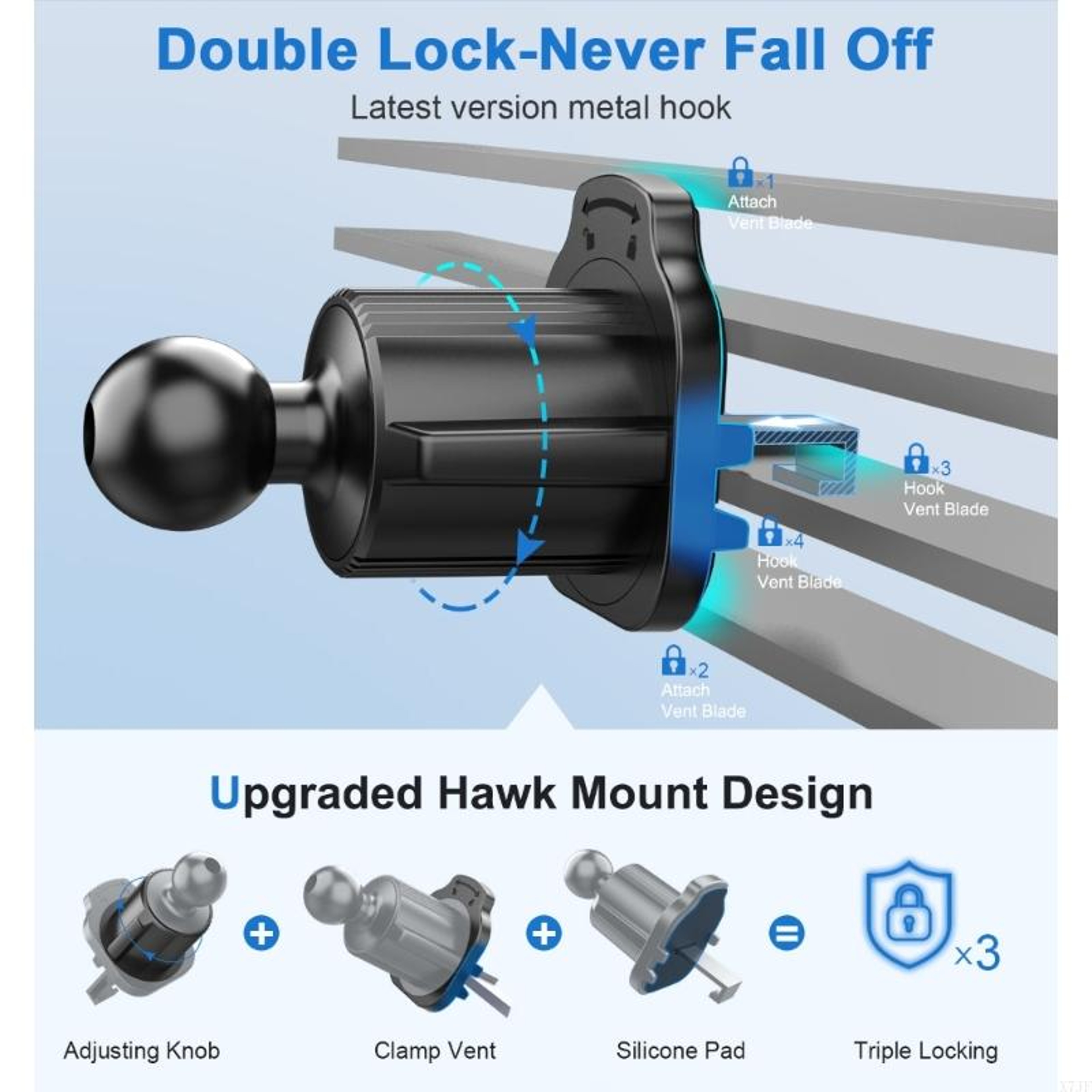 Universal Ball Head Car Air Vent Phone Holder Mount Clip Adapter – view 4