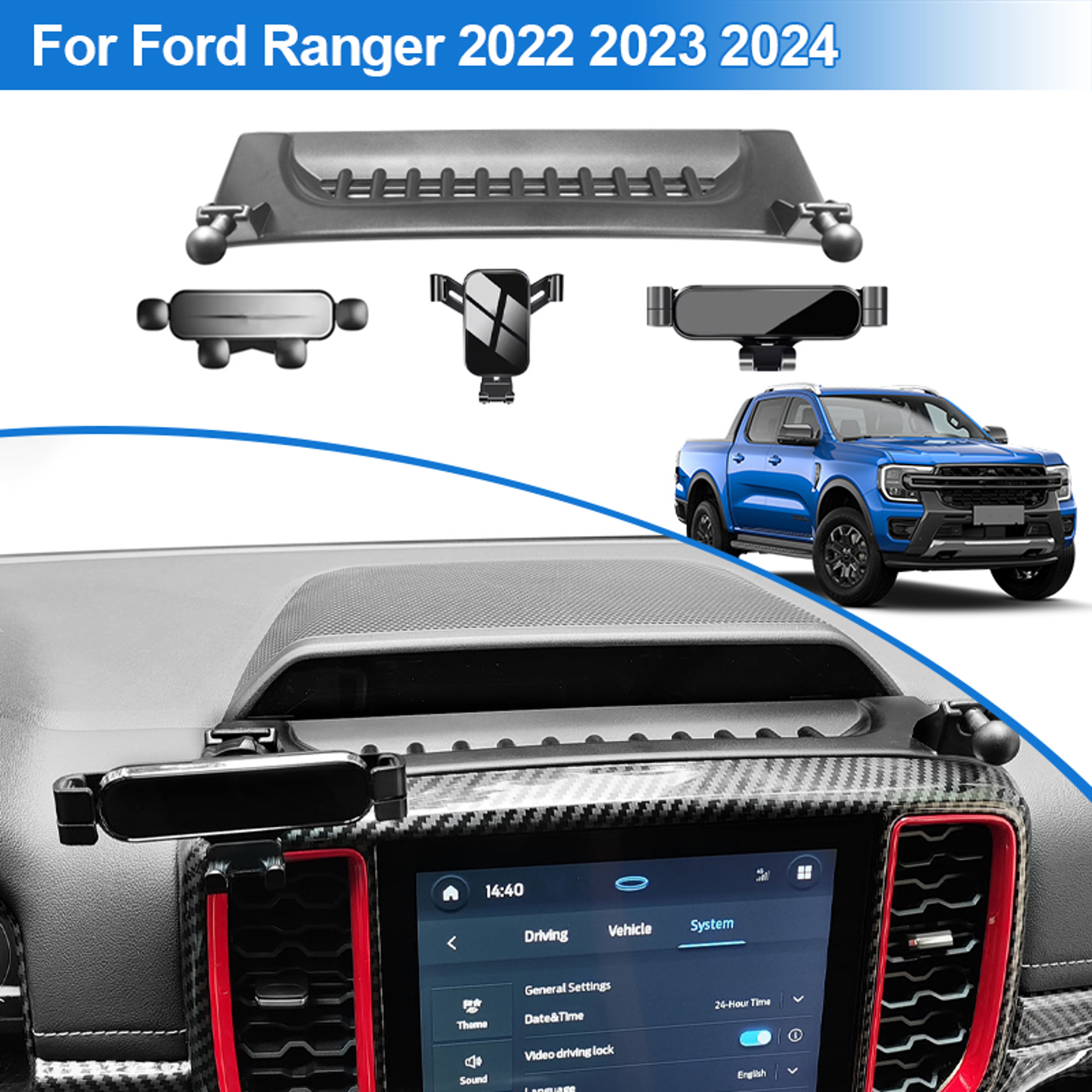Ford Ranger Dashboard Phone Holder Secure Smartphone Mount 4