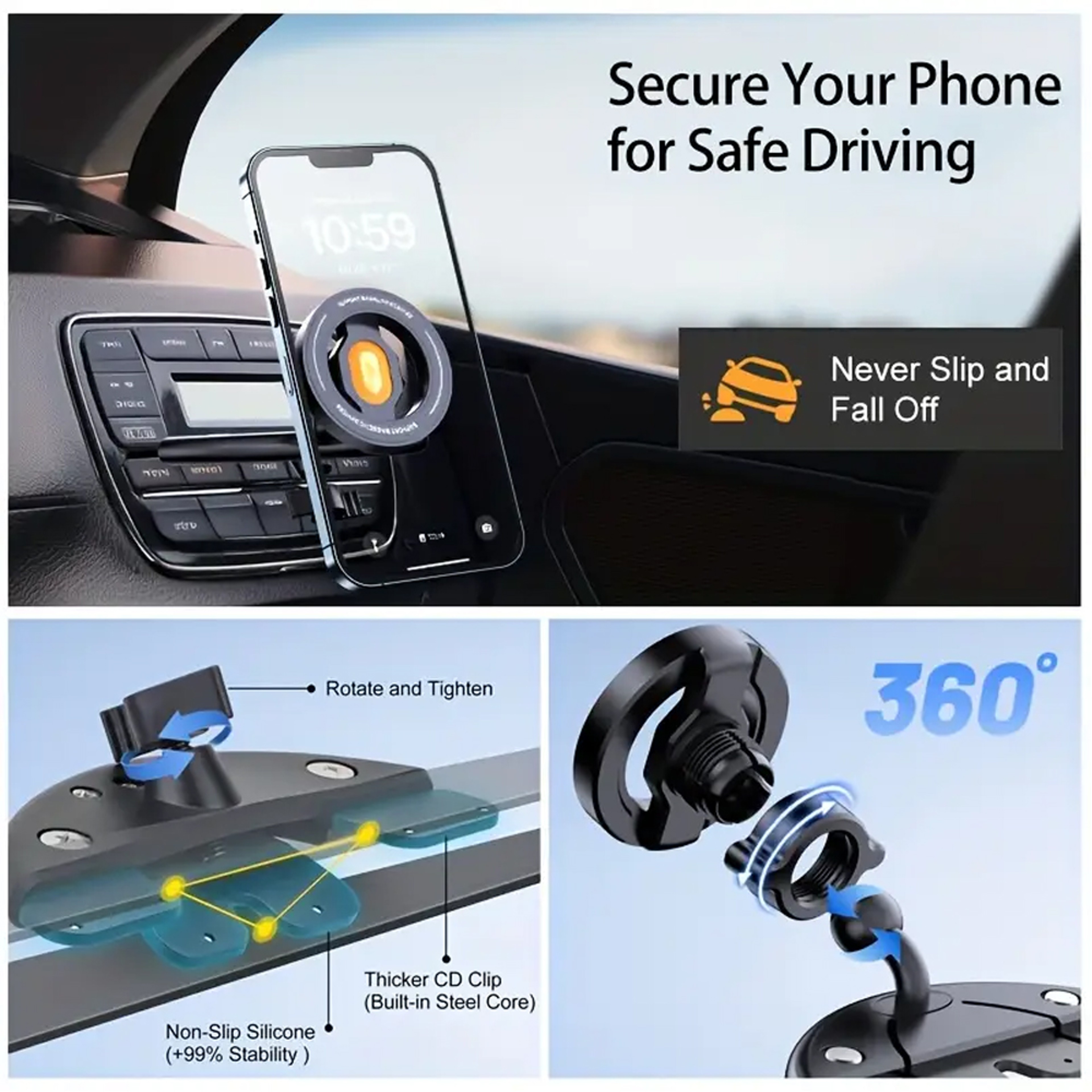 MagSafe Magnetic CD Slot Car Phone Mount Universal Hands Free Holder 4