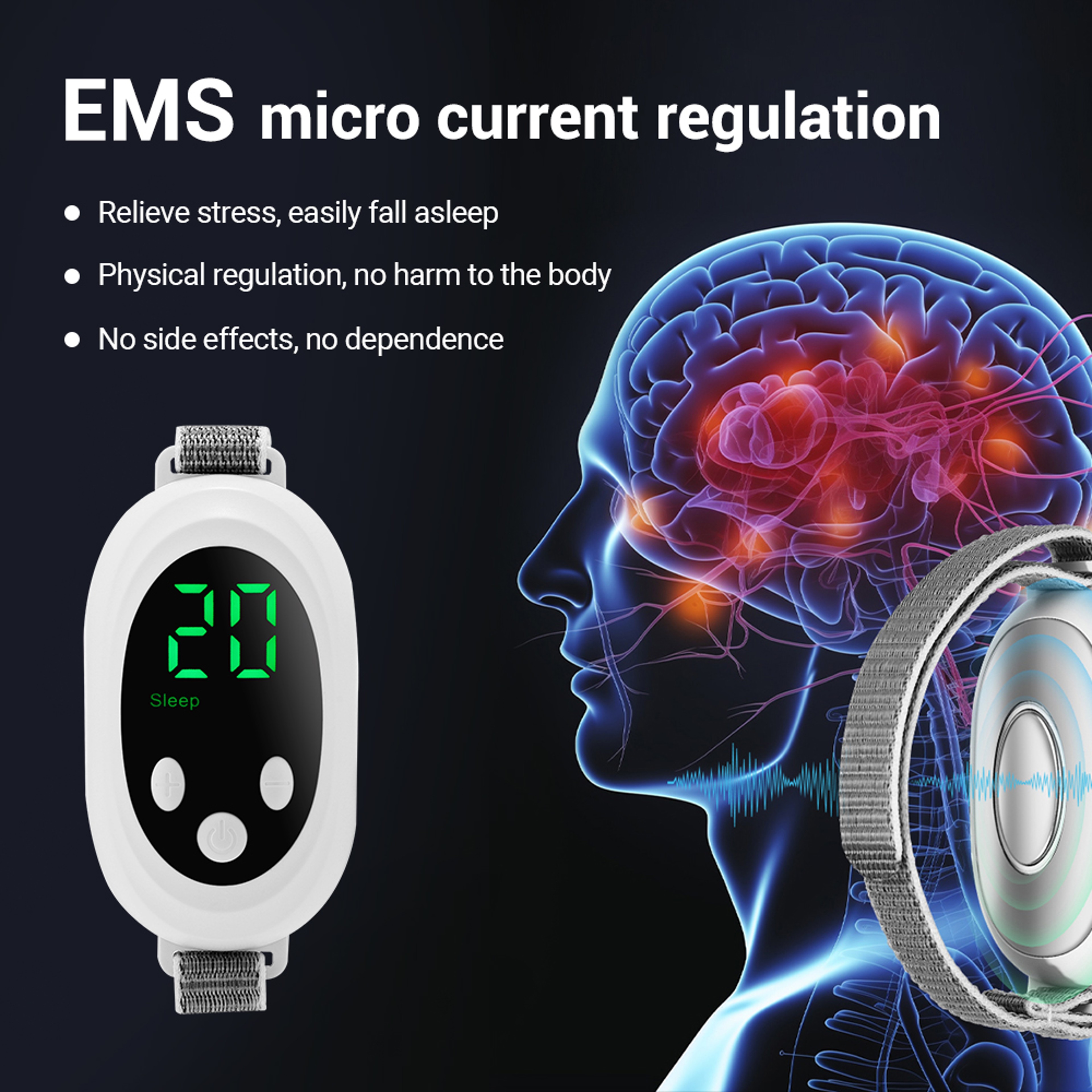 Rechargeable Sleep Aid Headband Portable Head Massager With LED Display 6