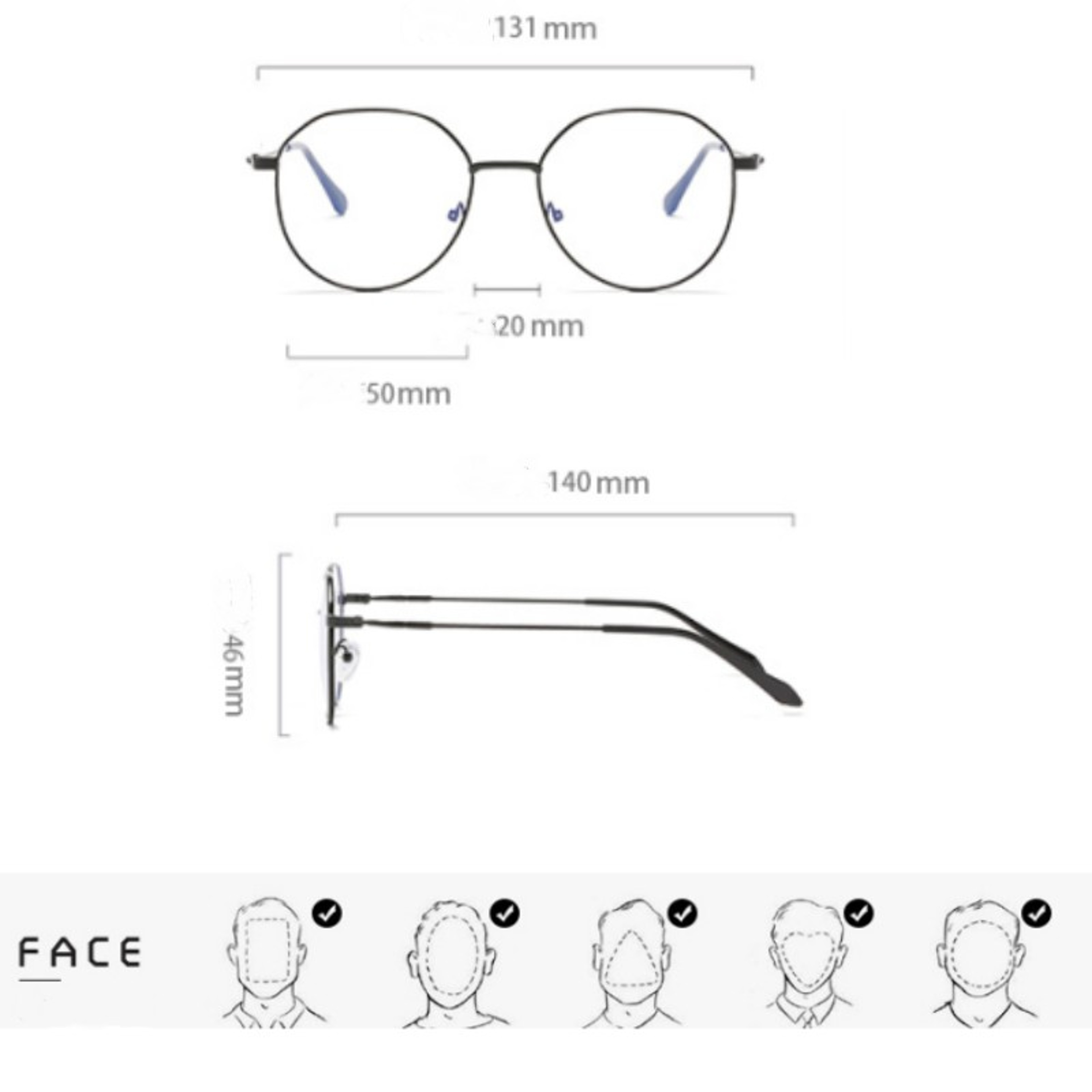Classic Metal Blue Light Glasses Unisex Round Square Computer Eyeglasses 4