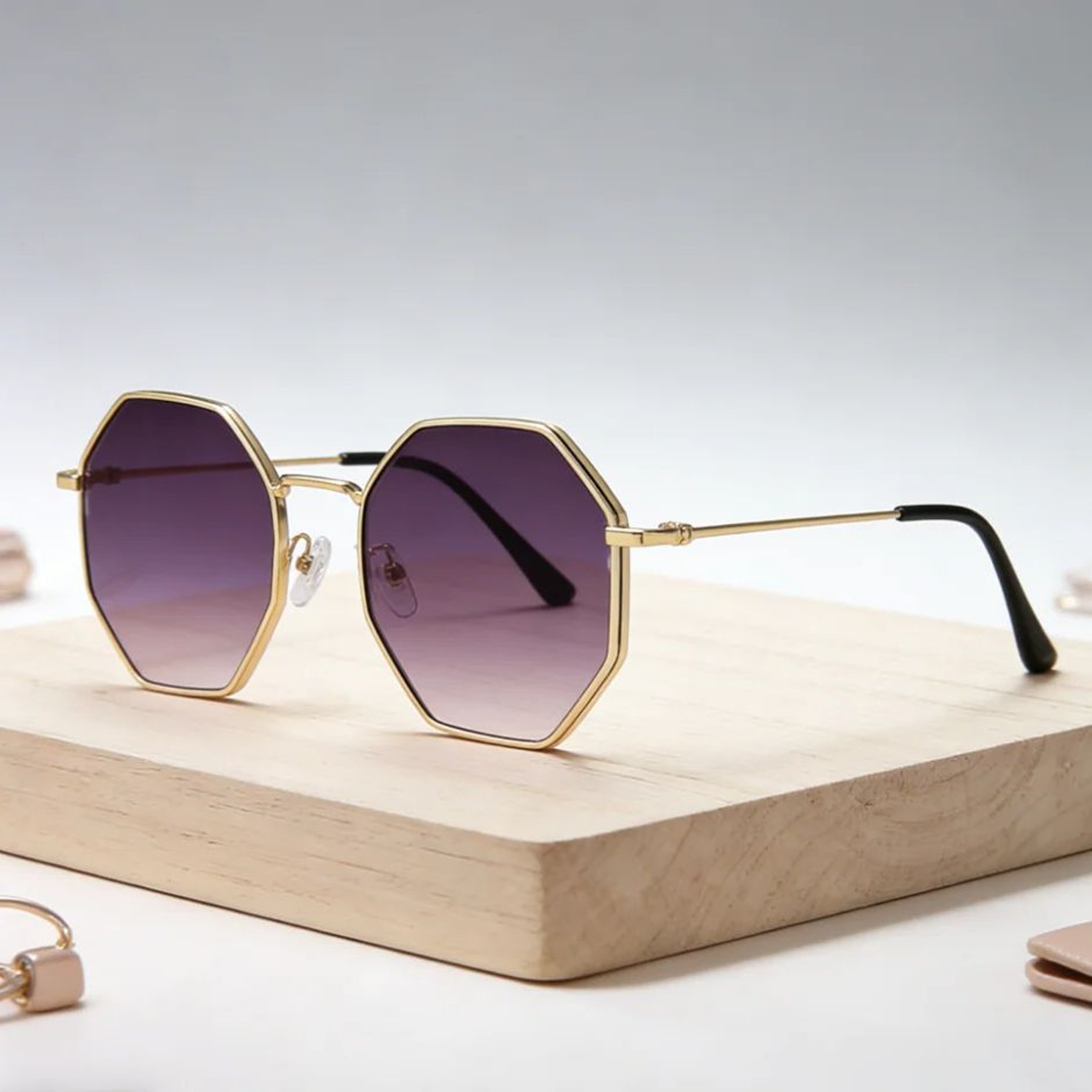 Vintage Polygon Sunglasses With Mirrored Lenses And Metal Frame 8