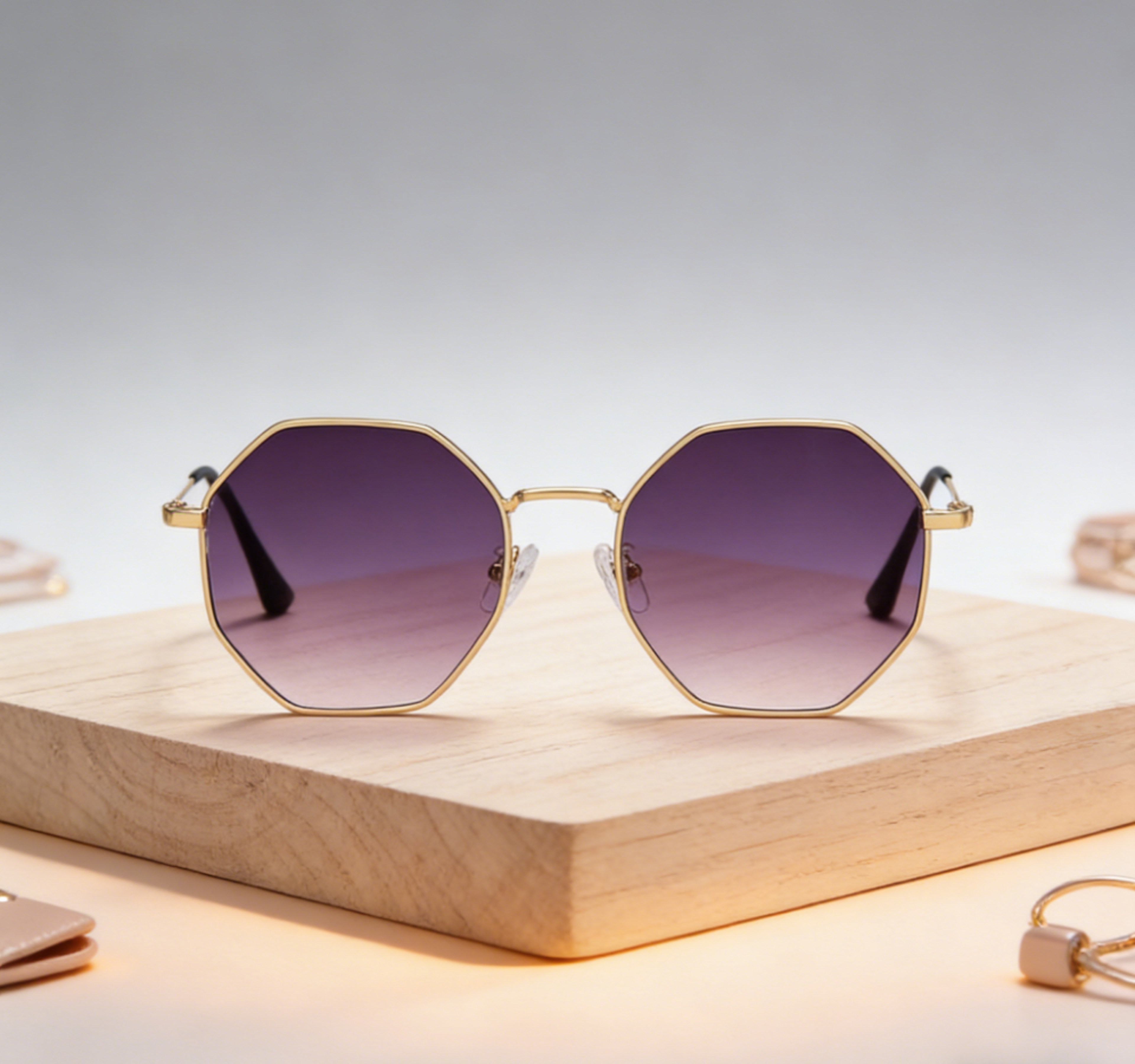 Vintage Polygon Sunglasses With Mirrored Lenses And Metal Frame 10