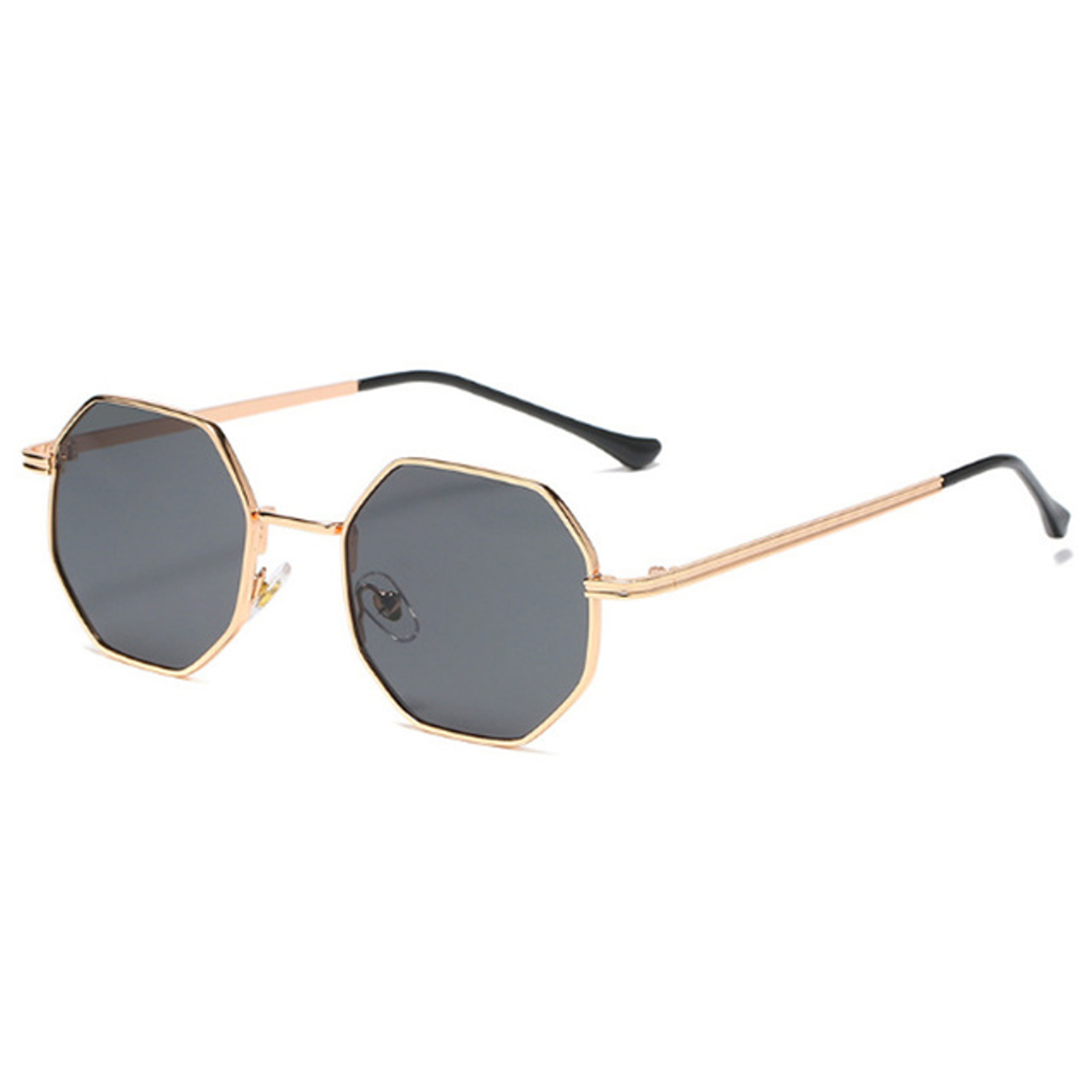 Vintage Polygon Sunglasses With Mirrored Lenses And Metal Frame 1