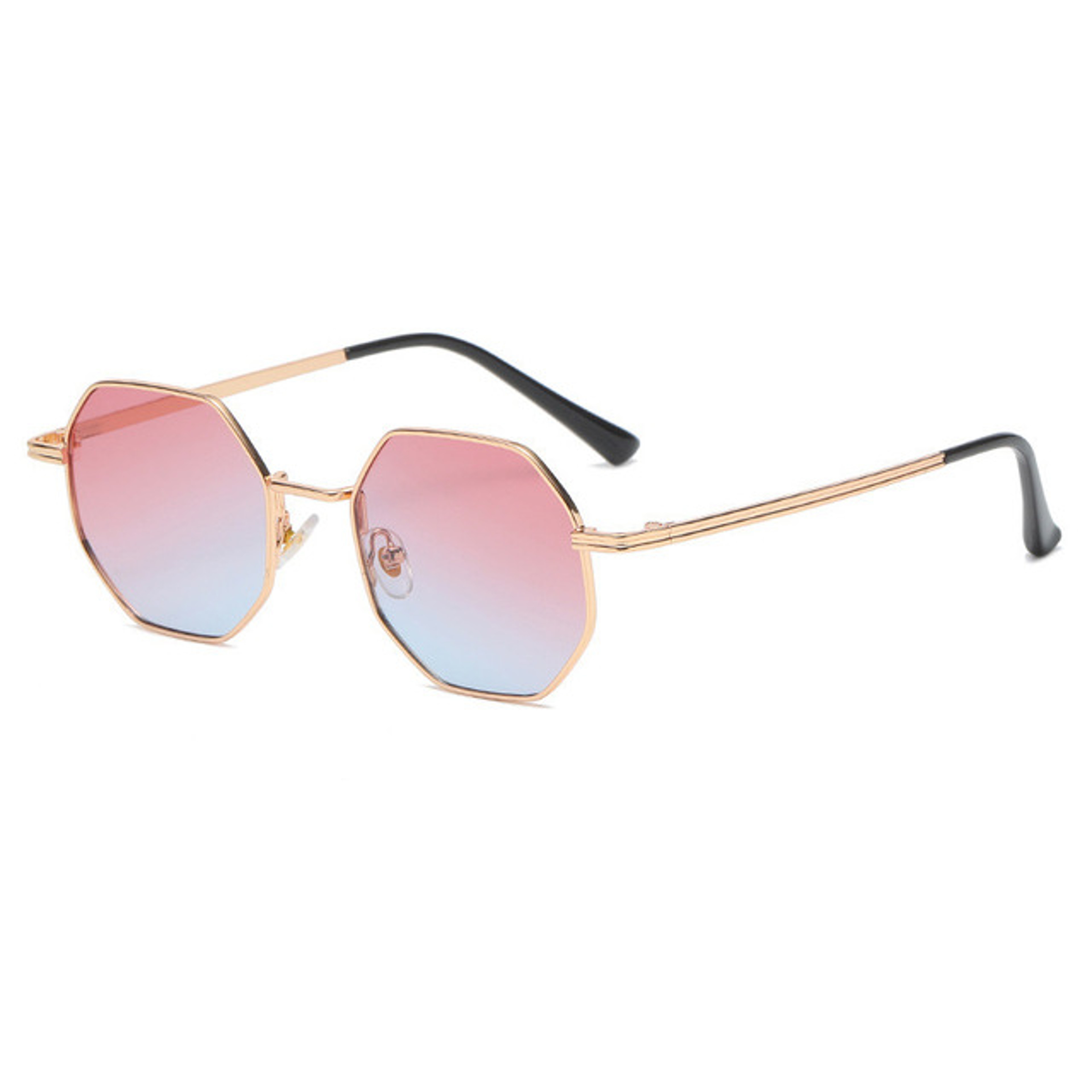 Vintage Polygon Sunglasses With Mirrored Lenses And Metal Frame 6