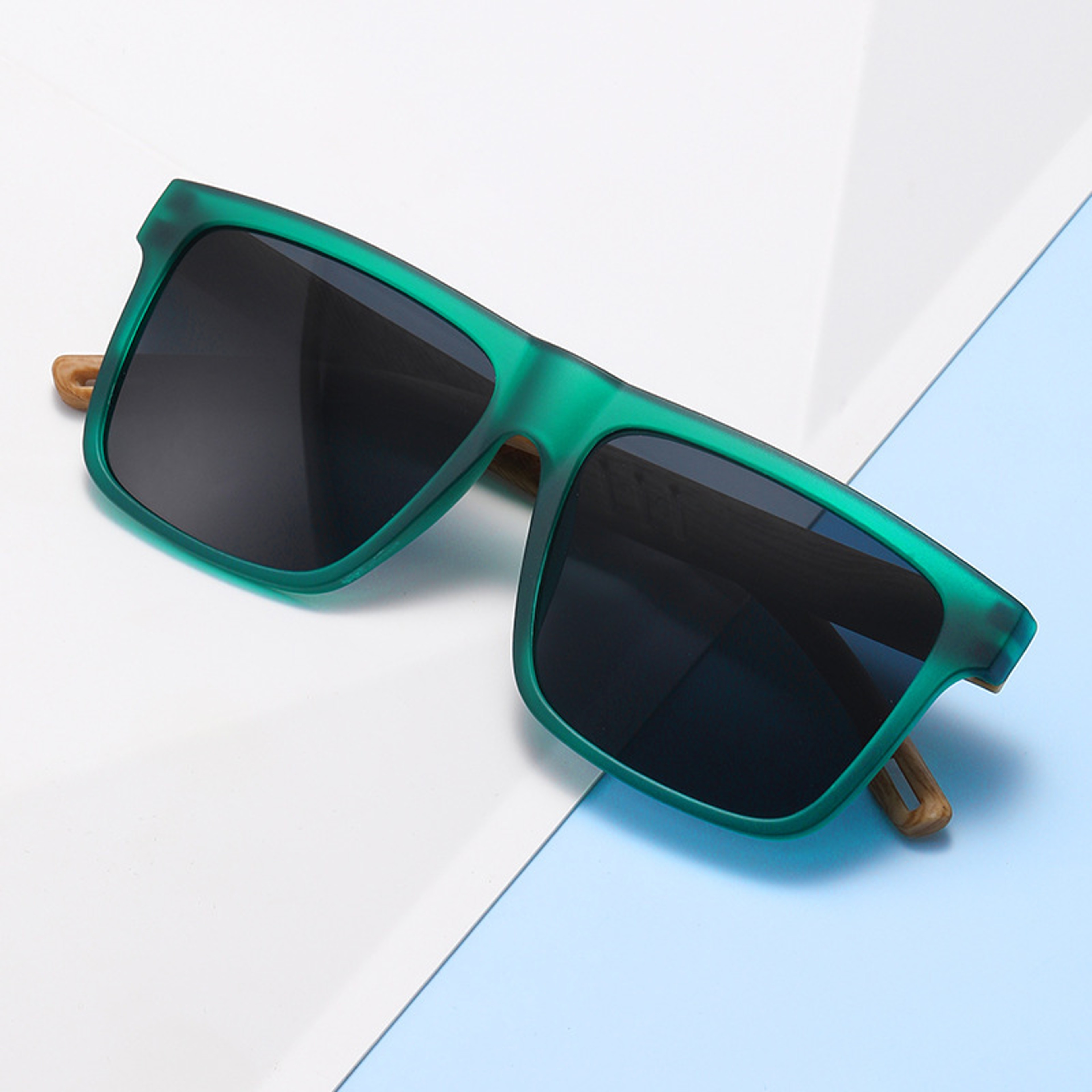 Retro Walnut Polarized Square Sunglasses Lightweight Unisex Driving Eyewear 8