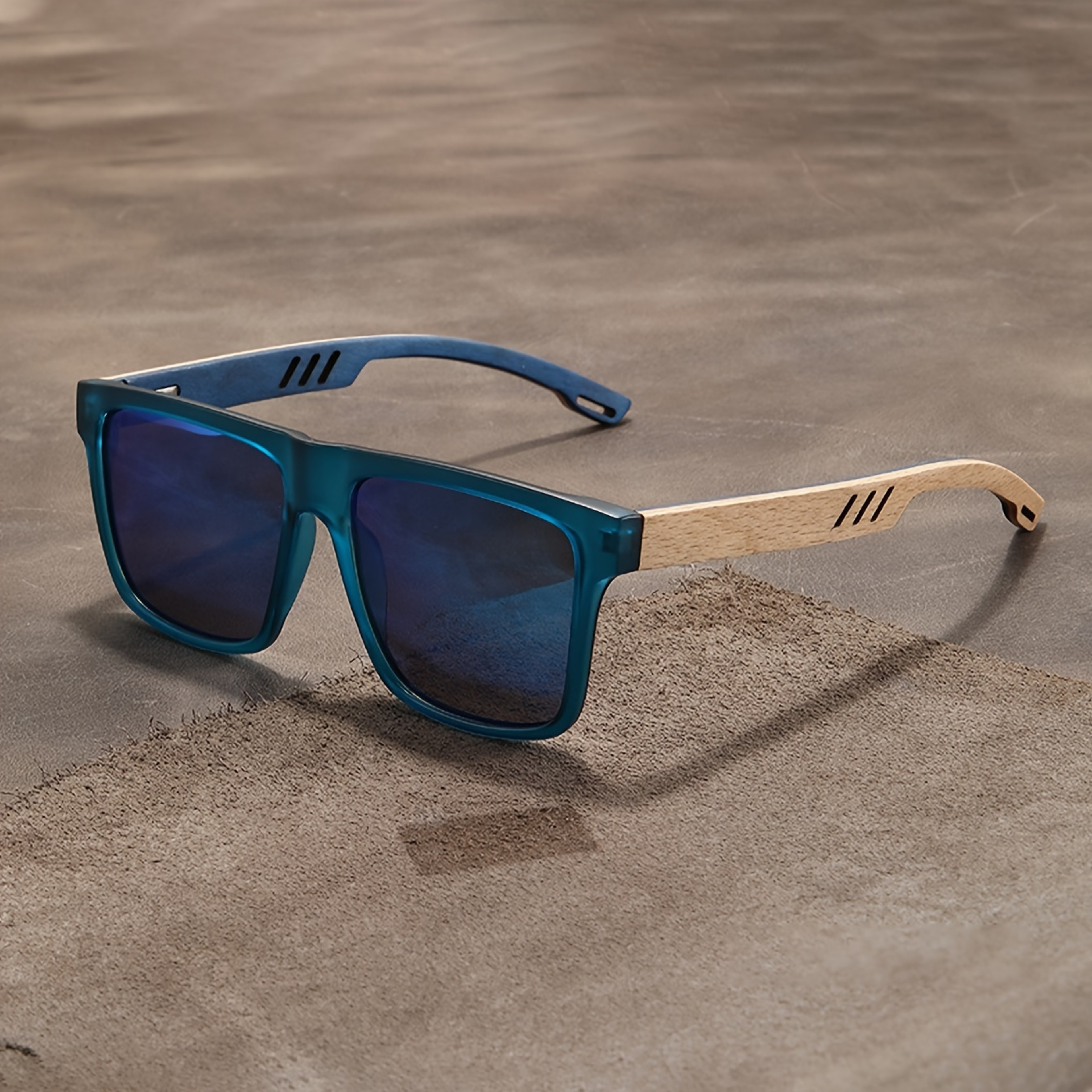 Retro Walnut Polarized Square Sunglasses Lightweight Unisex Driving Eyewear 9
