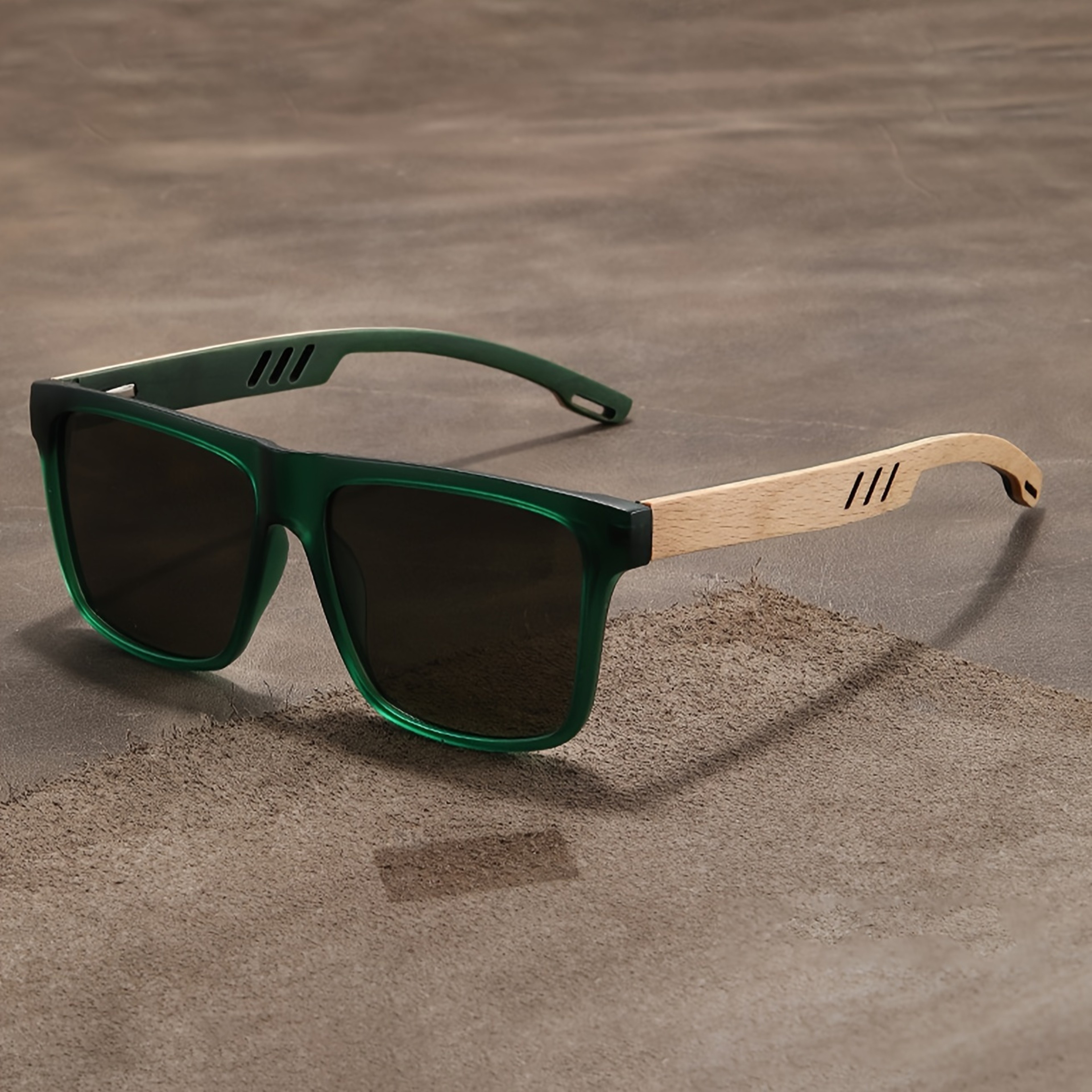 Retro Walnut Polarized Square Sunglasses Lightweight Unisex Driving Eyewear 10
