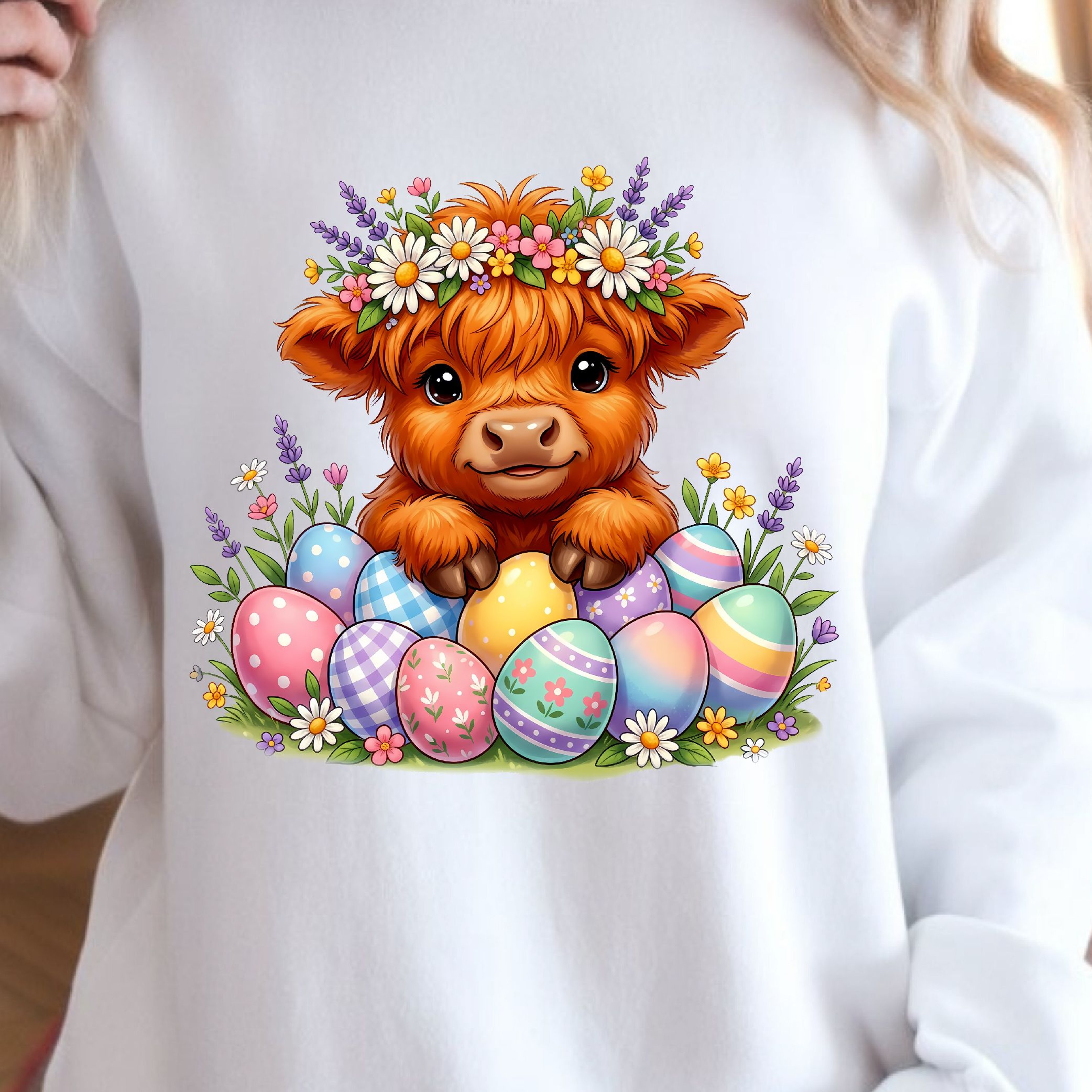 Cute Easter Highland Cow TShirt Happy Easter Tee Easter Cow Shirt 0