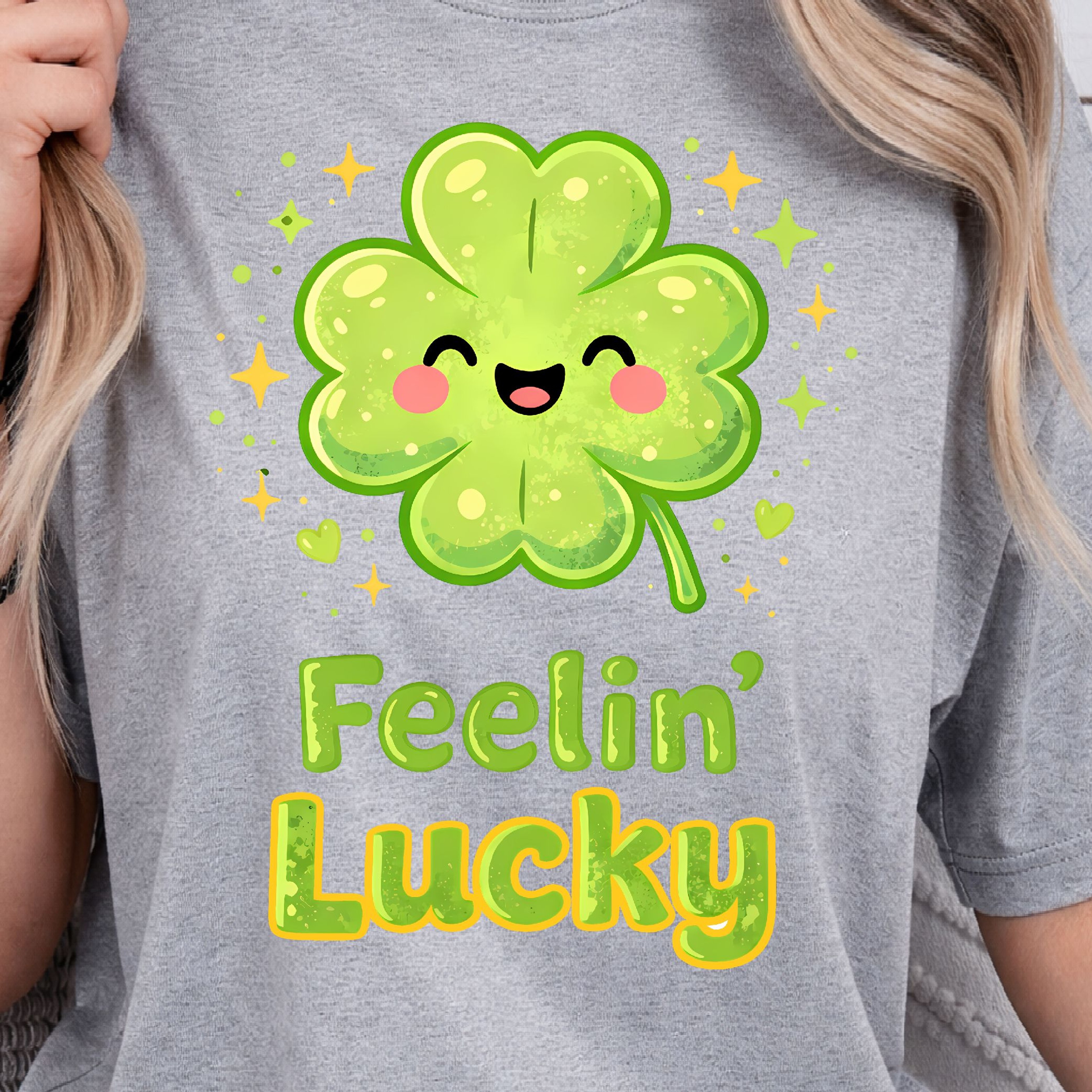 Feeelin Lucky White Shirt St Patricks Day TShirt Lucky Vibes Tee 1