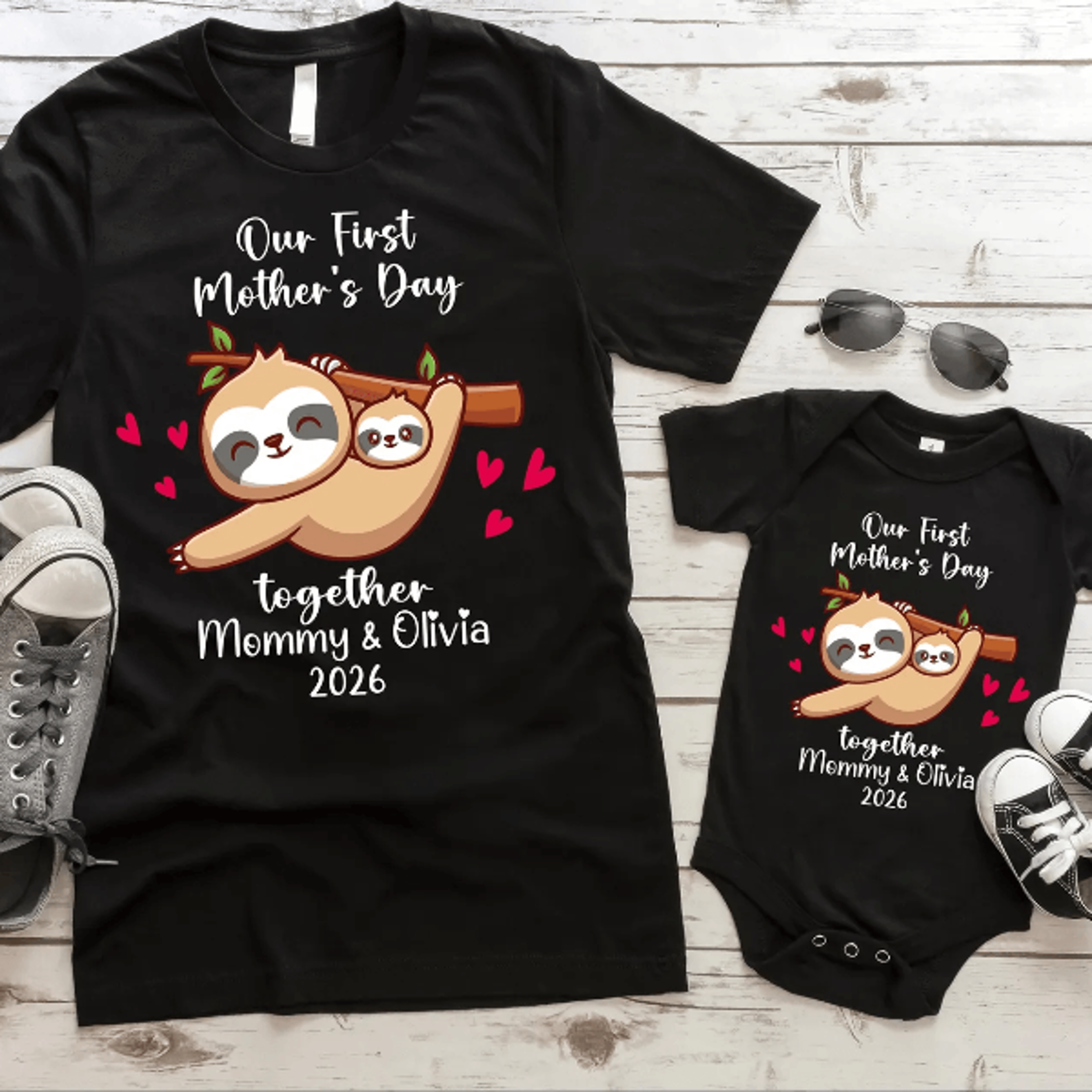 First Mothers Day Matching Tee Personalized Mom  Baby 1