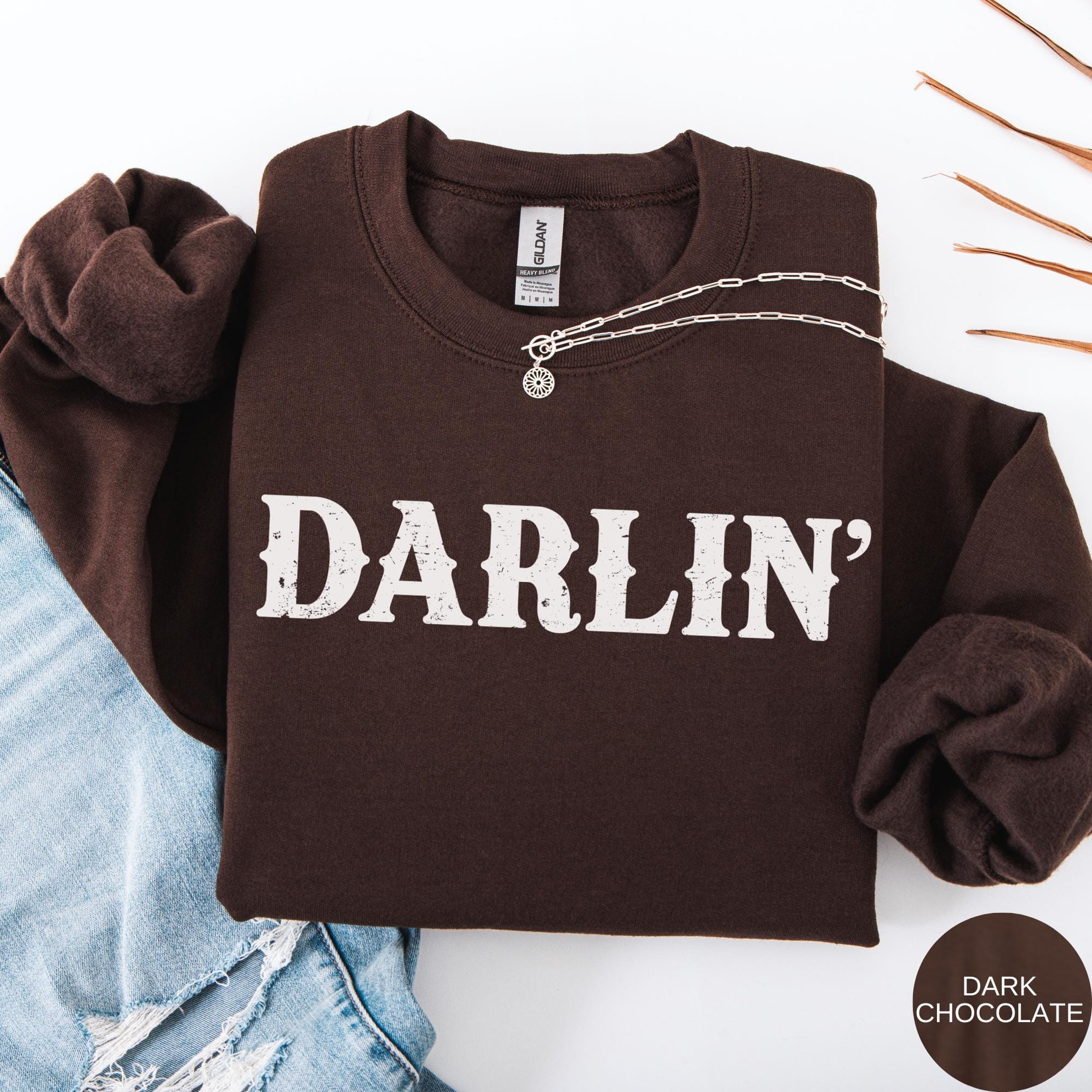 Darlin Sweatshirt Western Cowgirl Pullover Cute Country Graphic Crewneck Cozy Womens Top 2