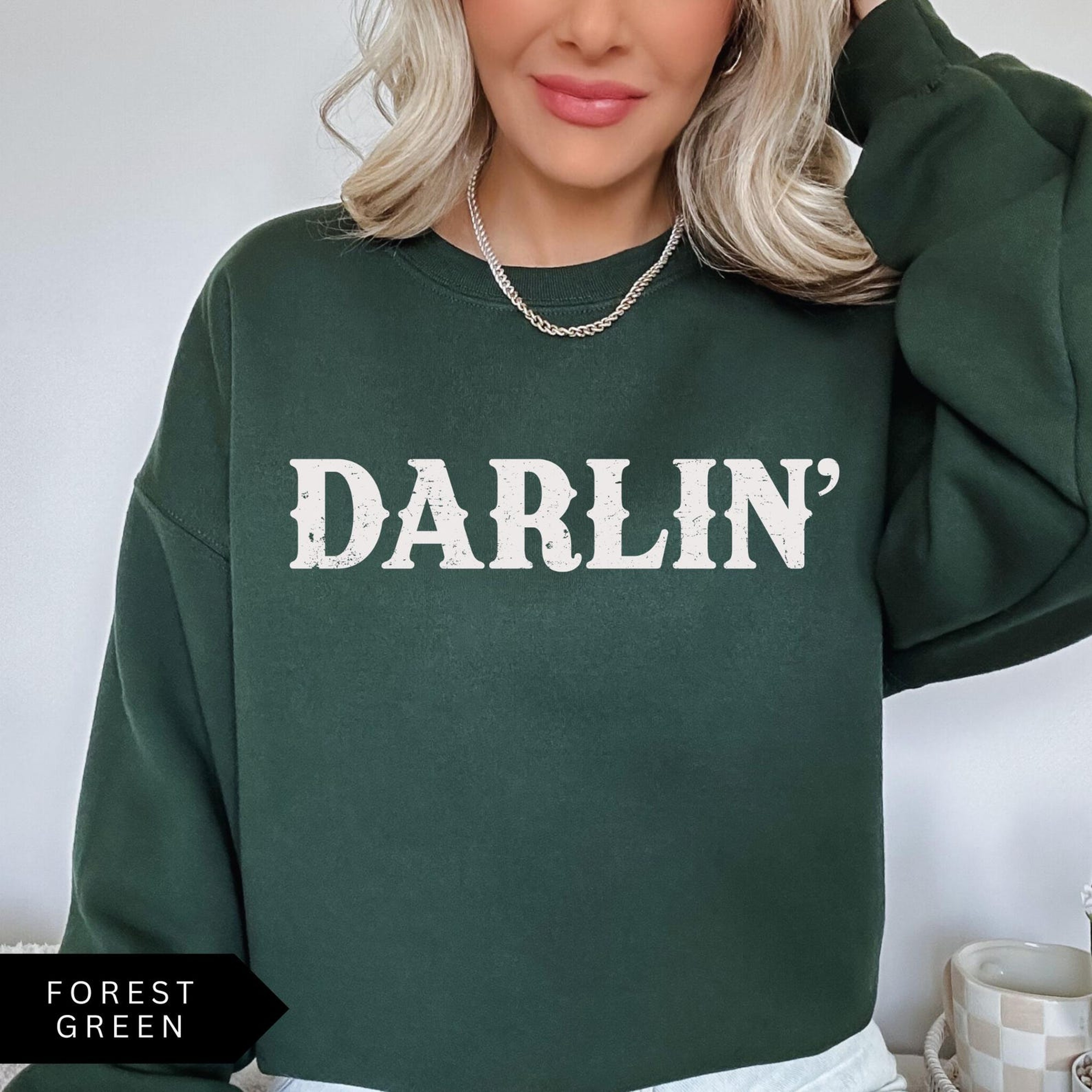 Darlin Sweatshirt Western Cowgirl Pullover Cute Country Graphic Crewneck Cozy Womens Top 4